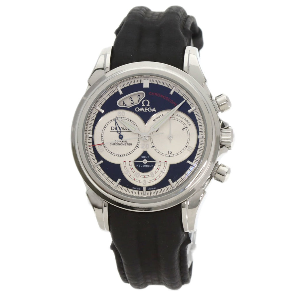Omega De Ville Chronoscope Co-Axial Date Watch, Stainless Steel and Leather, Men's, 20230410