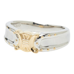 Celine Pt900 Platinum 18KYG Yellow Gold Macadam Logo Design Ring - Women's CELINE 1 — Like New