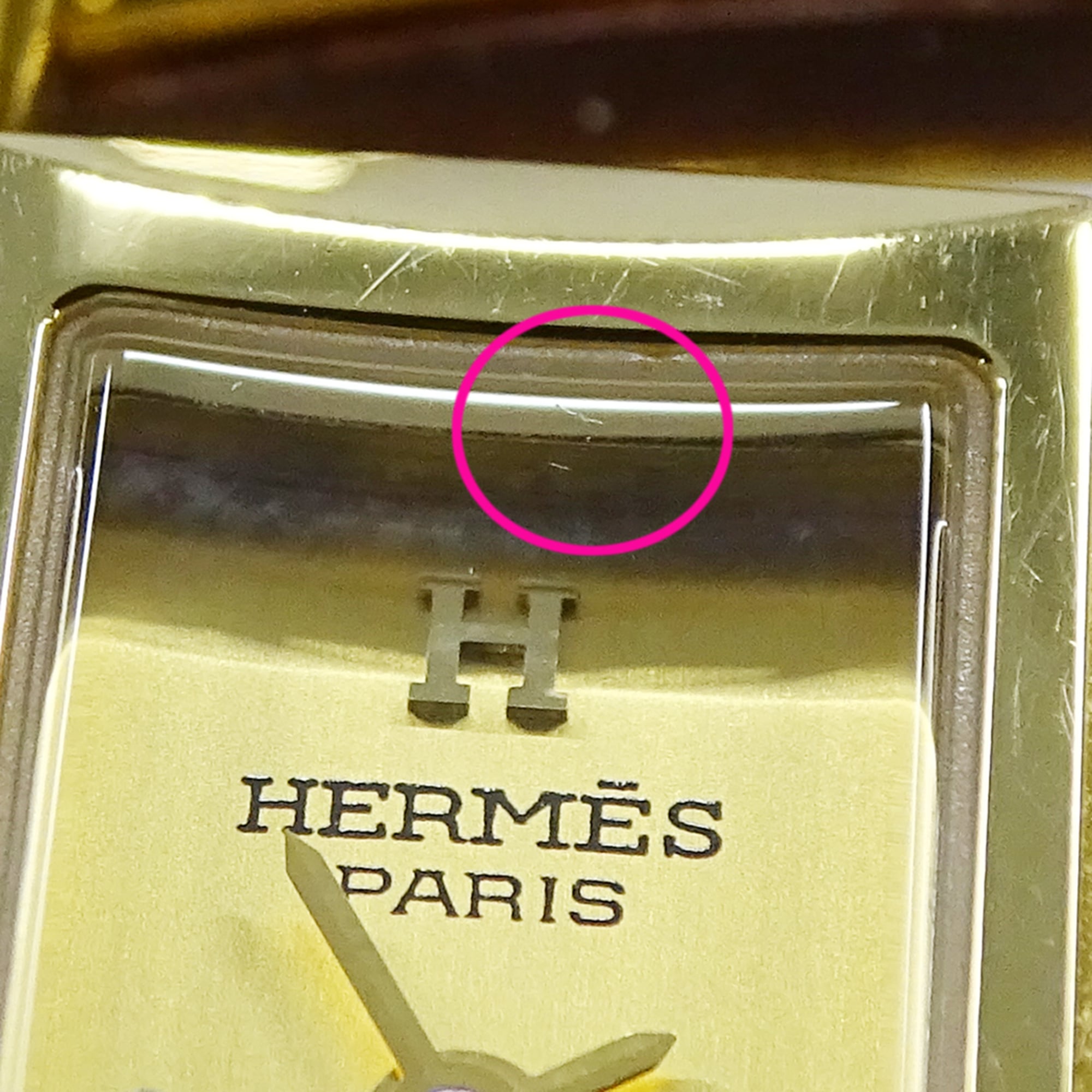 Hermes HERMES Women's Watch Brand Kelly Quartz QZ GP Leather KE1.201 Gold Brown ○Y — Good