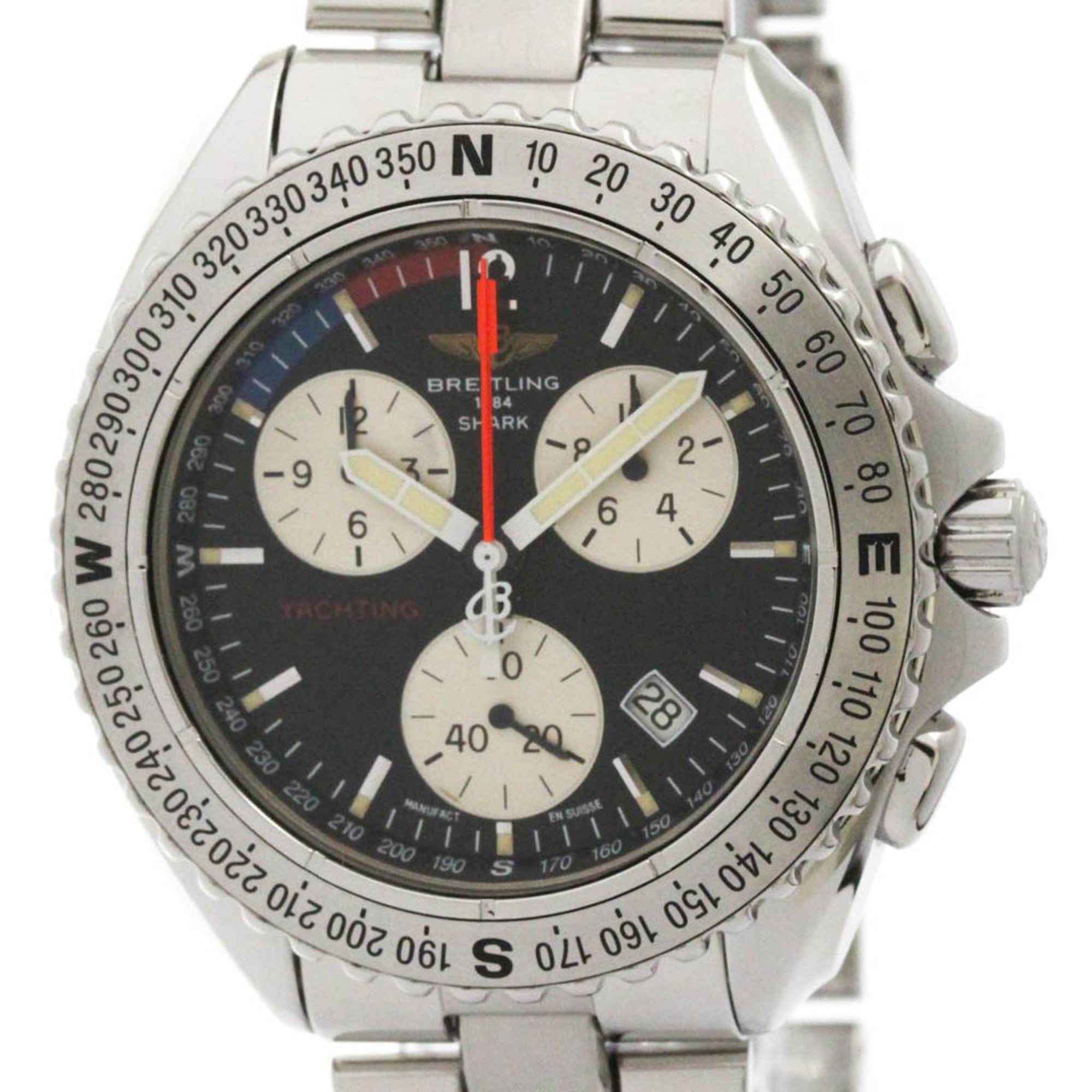BREITLING Chrono Shark Yacht Steel Quartz Mens Watch A53606 Polished — Very Good