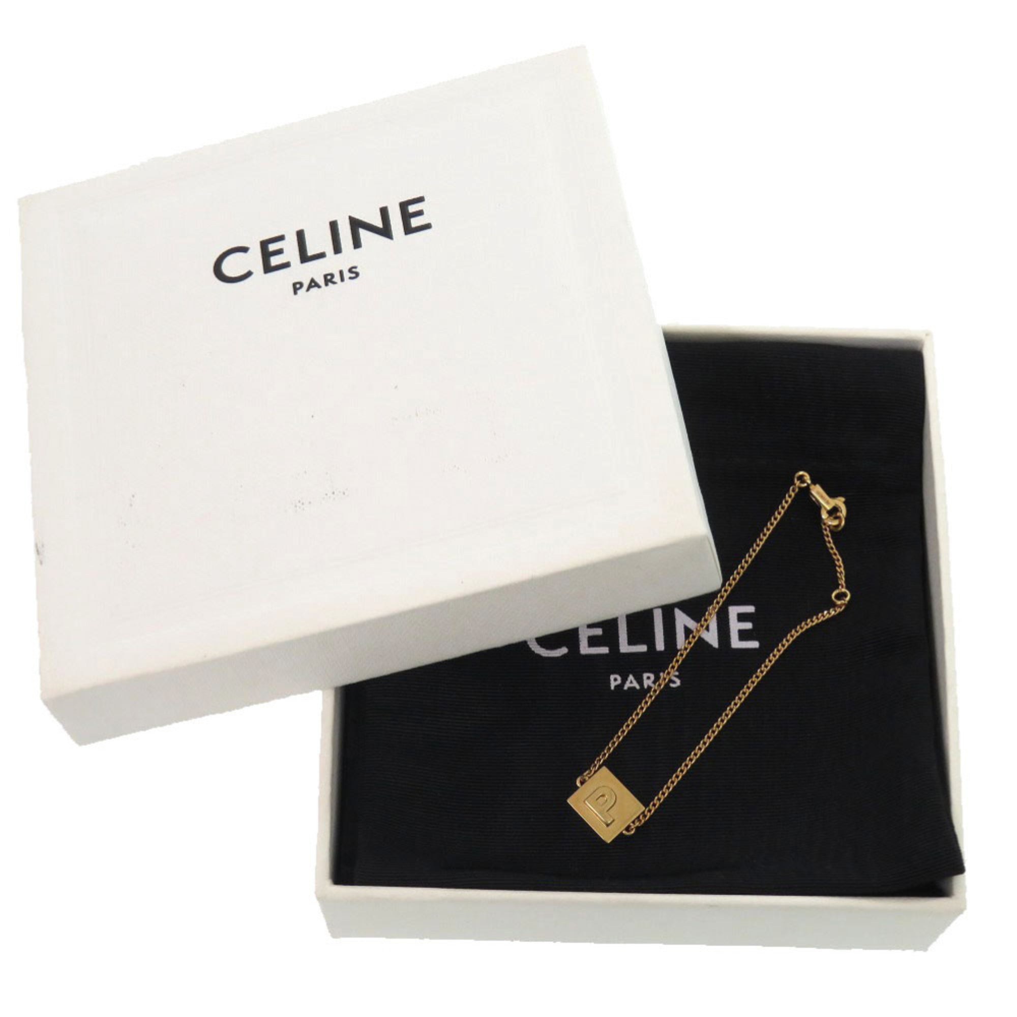 Like new Celine Alphabet P Initial Bracelet 46B0P6BRA GP Gold 0630 CELINE — Like New