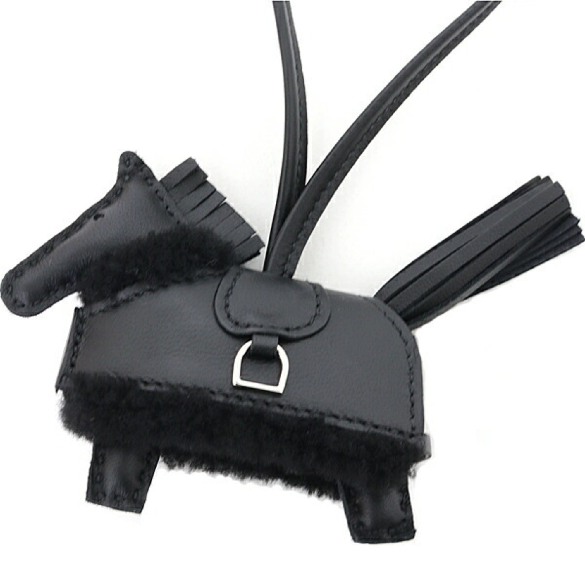 Hermes Rodeo Charm Robeo Plush PM Bag Charm, Agneau Milo Black, G Stamp (Made in 2026) — New - Store Return
