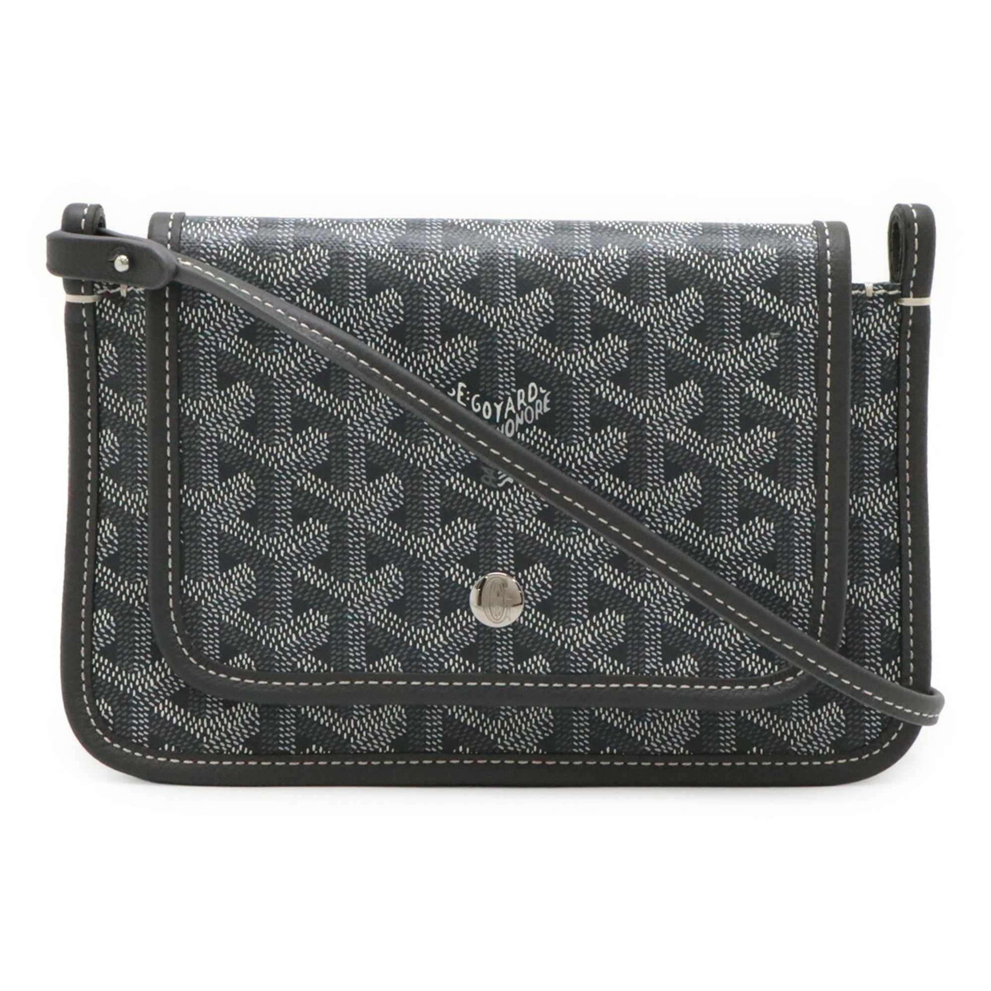 GOYARD Plume Handbag, Pouch Wallet, Long Shoulder Bag, Pochette, Clutch Herringbone Pattern, Gray — Like New