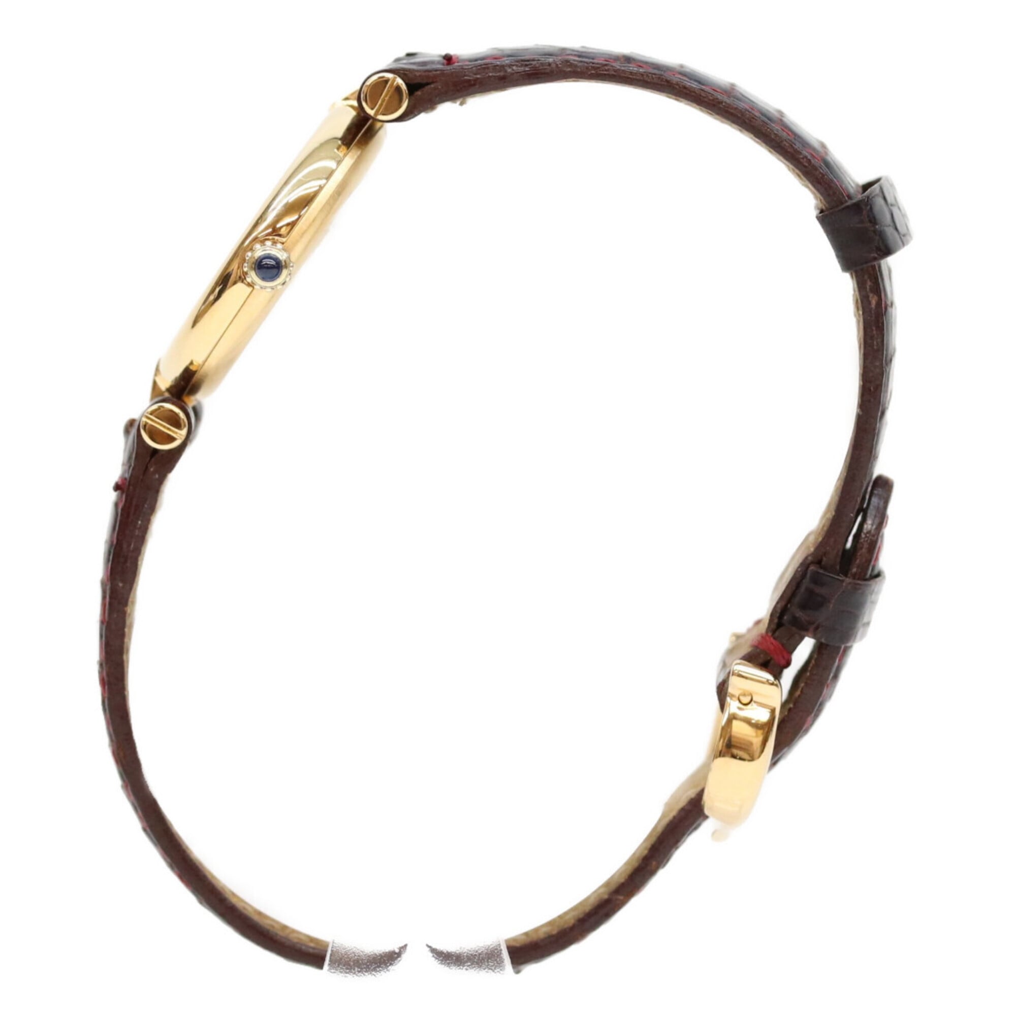 Cartier 925 Garnet Dial Bordeaux Must Vendome SM Vermeil Quartz Watch Gold Red Ladies — Good