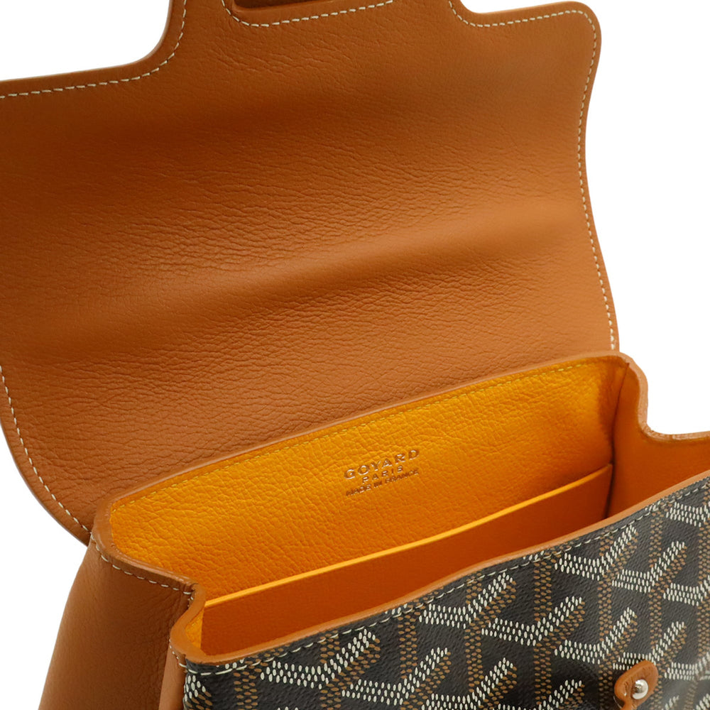 GOYARD Saigon Mini Handbag, Wood Handle Shoulder Bag, Herringbone Pattern, Brown/Black, SAIGONMINTY01CL03P — Like New
