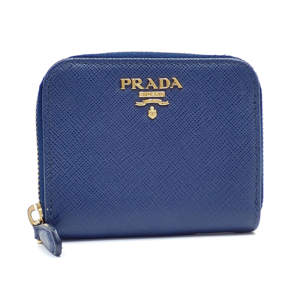 Prada Women's Blue Leather Coin Case 1MM268 Round