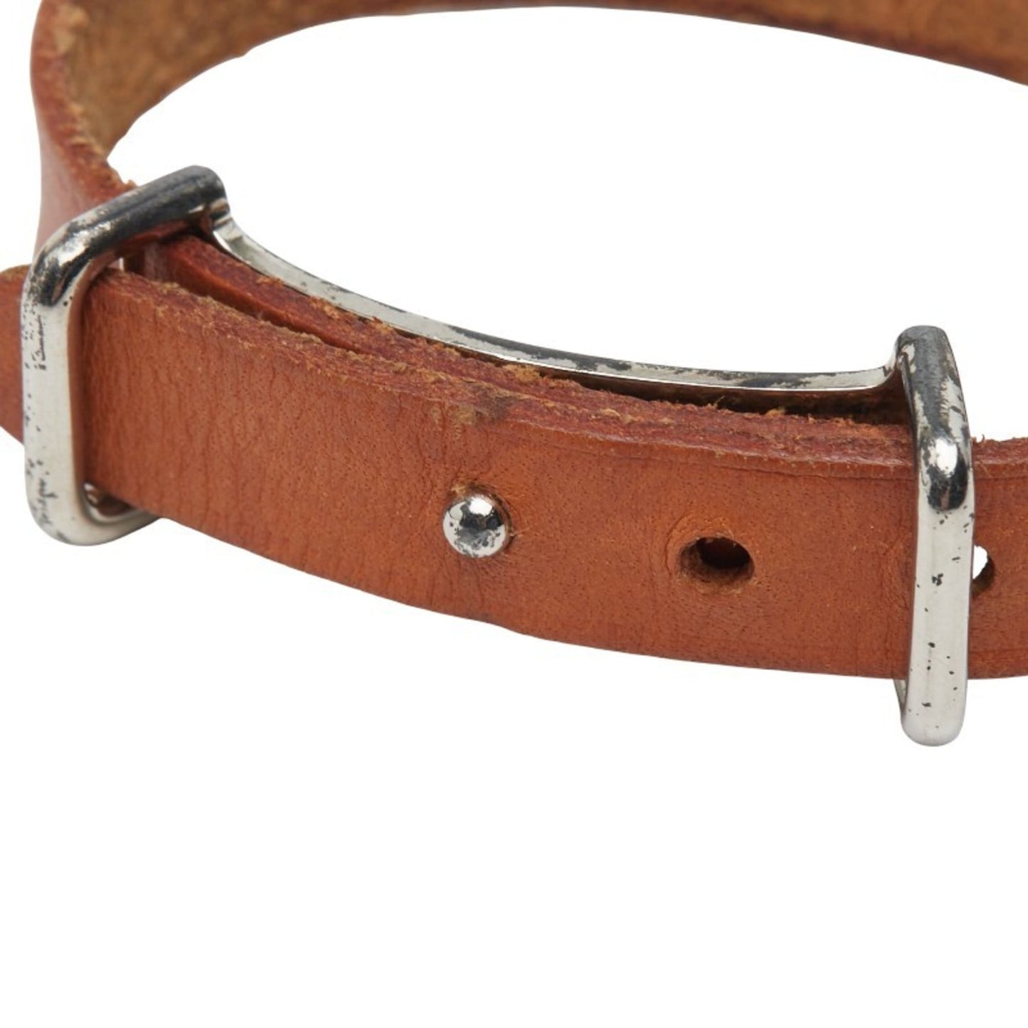 Hermès Api II Bracelet, Brown, Silver Hardware, Leather, Metal, Women's, HERMES