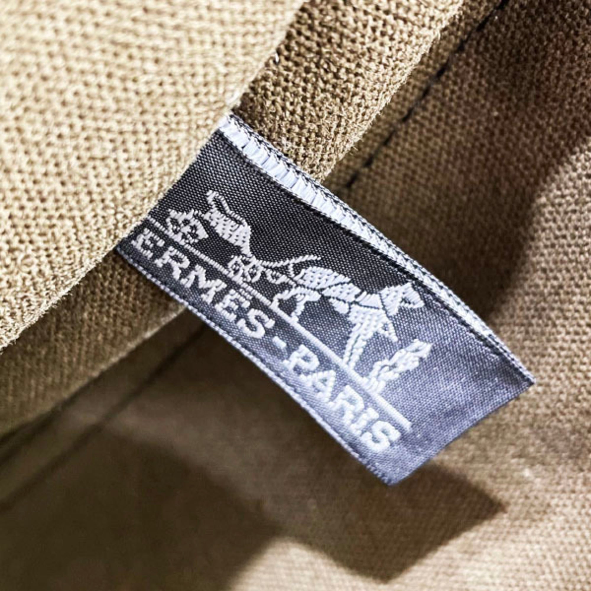 Hermes Tote Bag Foule MM Canvas Khaki Green Black HERMES Bicolor Handbag Unisex AHN-15146 — Like New