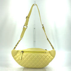 Chanel A57832 Chain Belt Bag Waist Pouch Bag Cross Quilted Matelasse body bag yellow GoldHardware — Like New