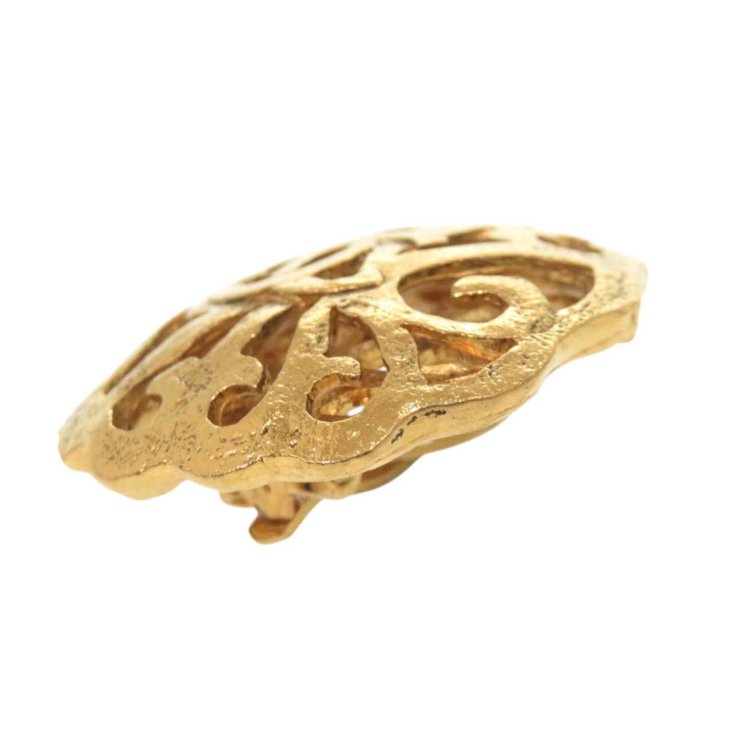 CHANEL Vintage Coco Mark GP Gold Earrings 0146