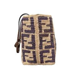 FENDI Roll Small Raffia Tote Bag 8BH424 AS3B Natural Brown Women's — Like New