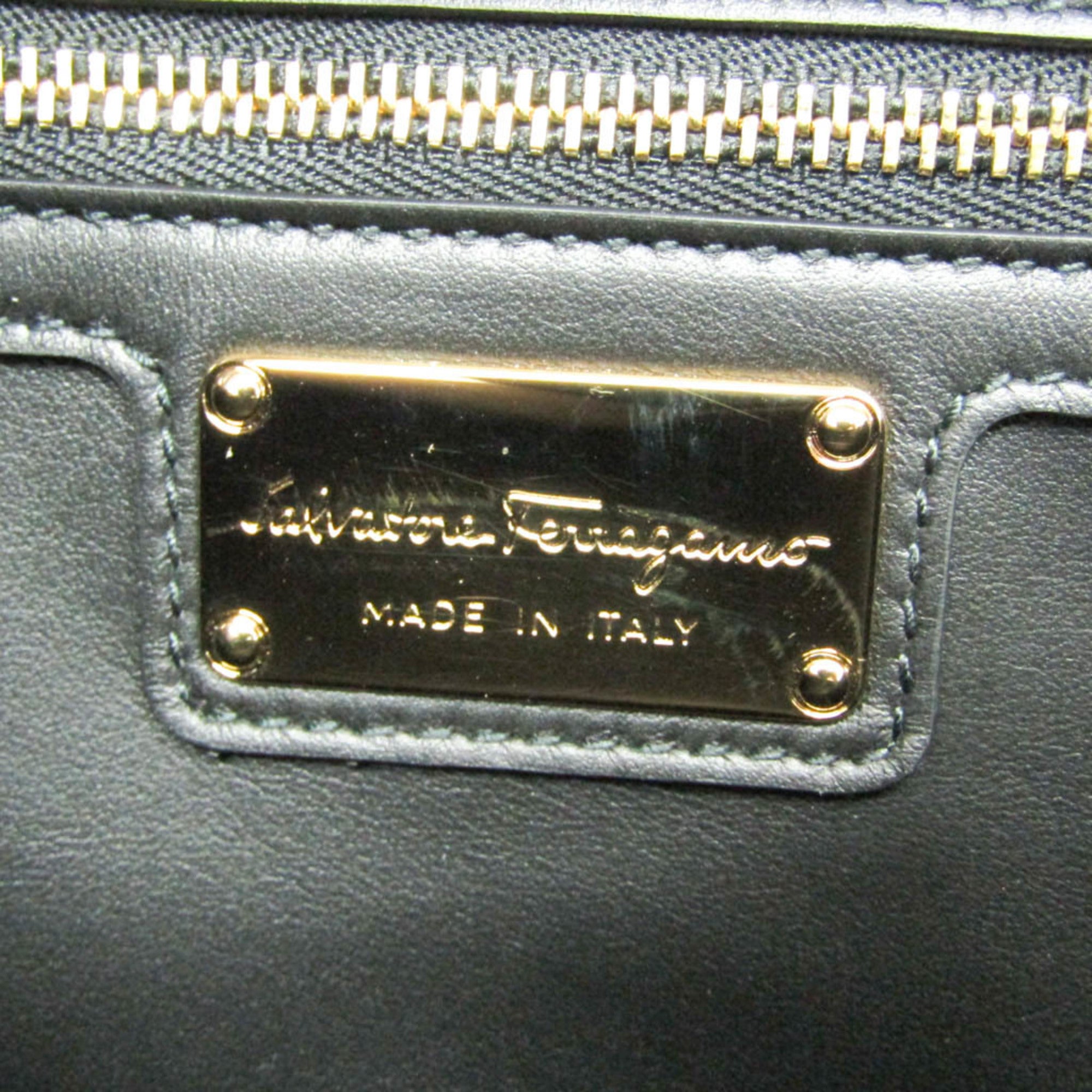 Salvatore Ferragamo Vara AU-21G462 Women's Leather Shoulder Bag Black — Like New