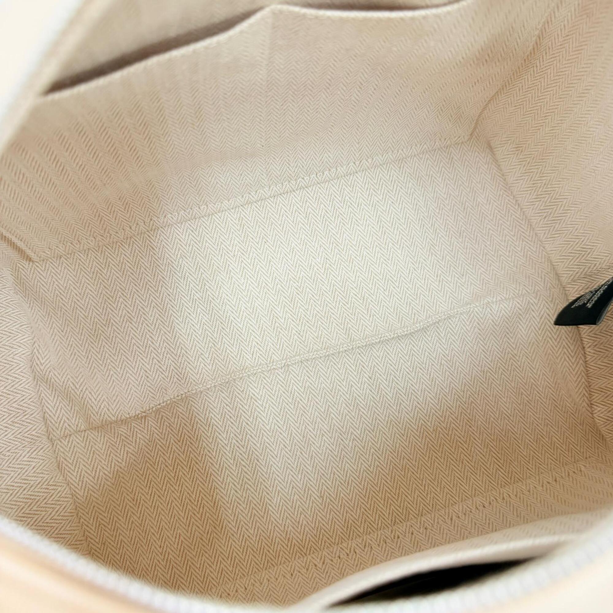 HERMES Bride à Black GM 100% Cotton Natural Silver Hardware Sellier Button Canvas Handbag Made in France Women's — Like New