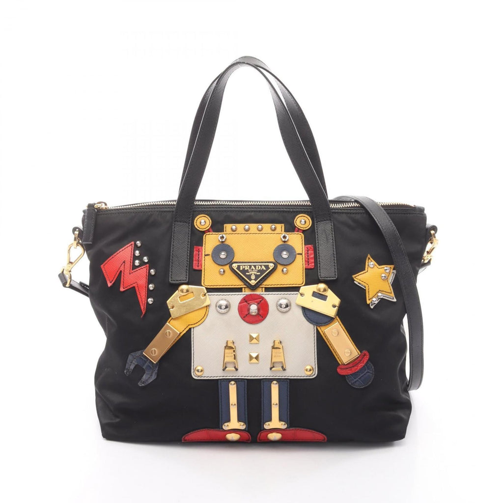 Prada tote bag in nylon and Saffiano leather black multicolor.