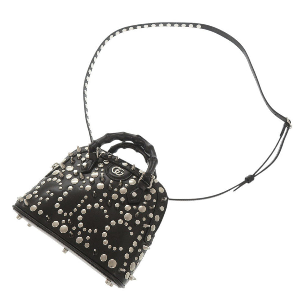 Gucci Diana Bamboo Studs 715775 Leather Black 2-Way Handbag Shoulder Bag 1103GUCCI — Like New