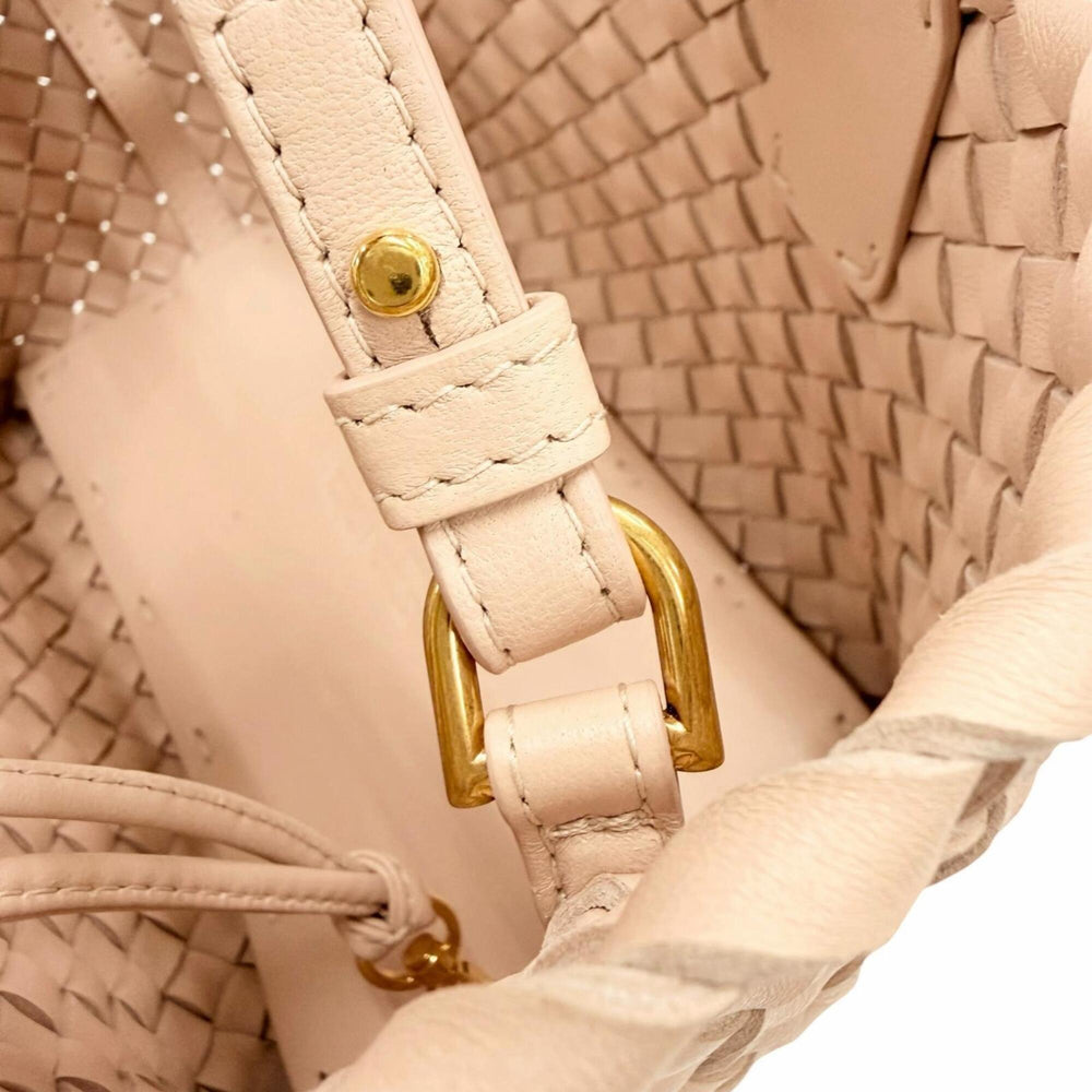 BOTTEGA VENETA 781670 Intrecciato Mini Cabas Lambskin 2-Way Handbag/Shoulder Bag with Pouch, Pink, Made in Italy, Women's, Dust — Like New