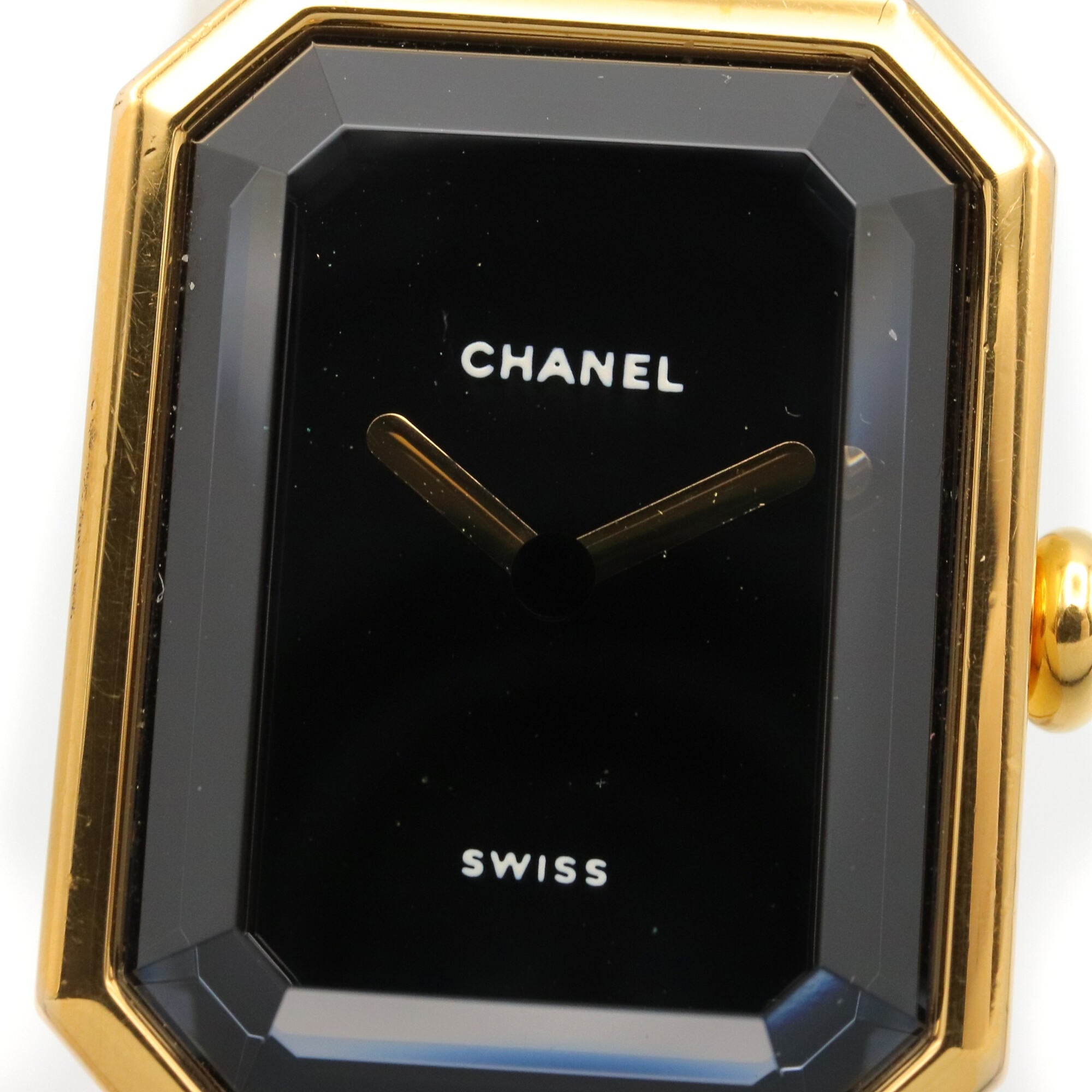 Chanel CHANEL Première M Watch, Gold Plated Leather, Women's, Black, H0001 — Very Good