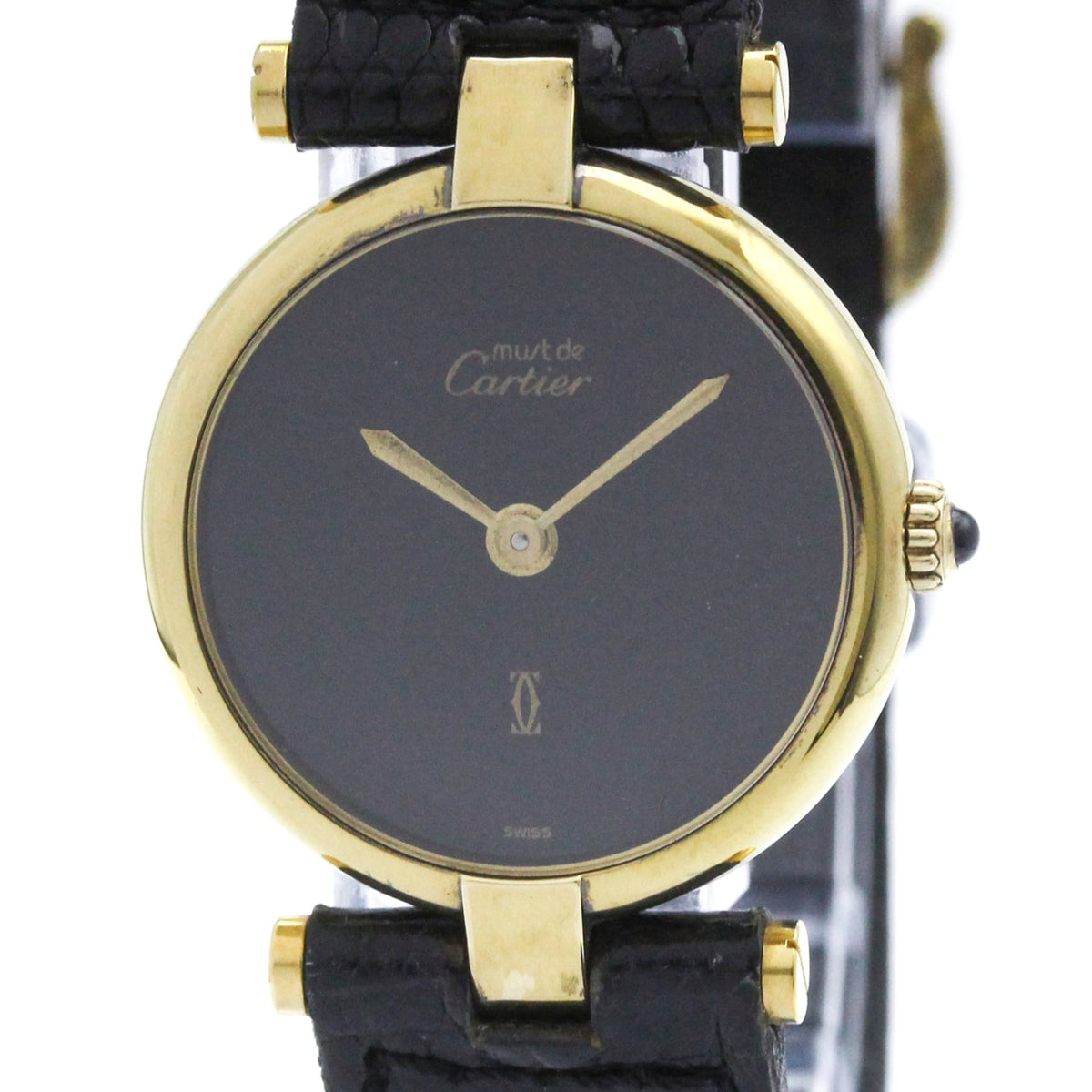 CARTIER Must Vendome Gold Plated Leather Quartz ladies Watch — Good