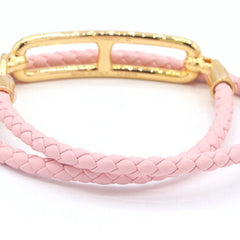 Hermes Bracelet, Louli Double Tour H071727, Rose Sakura, Veau Swift Leather, Layer, Women's — Like New