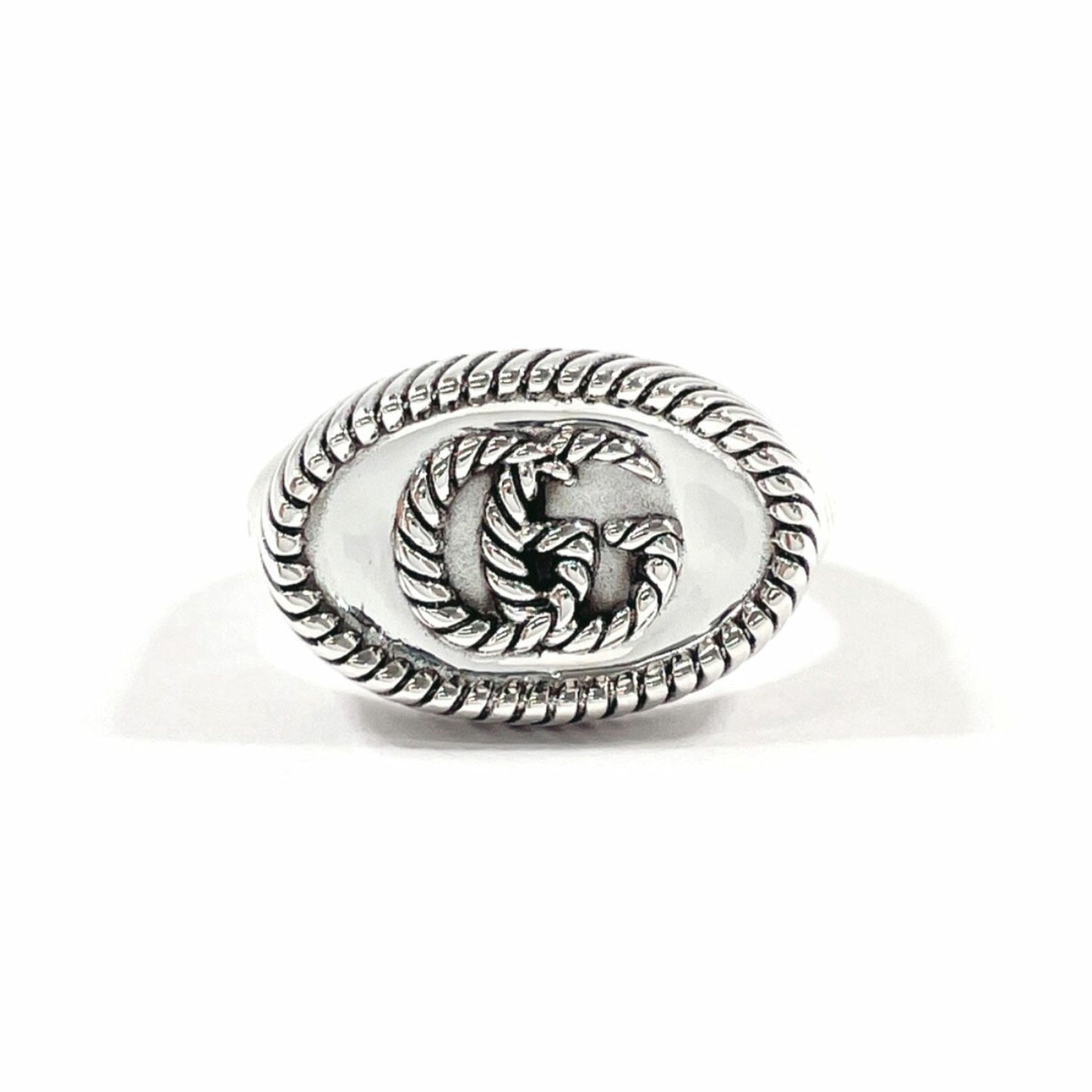 GUCCI Double G Twist Ring, 925 Sterling Silver, Size 14, Unisex