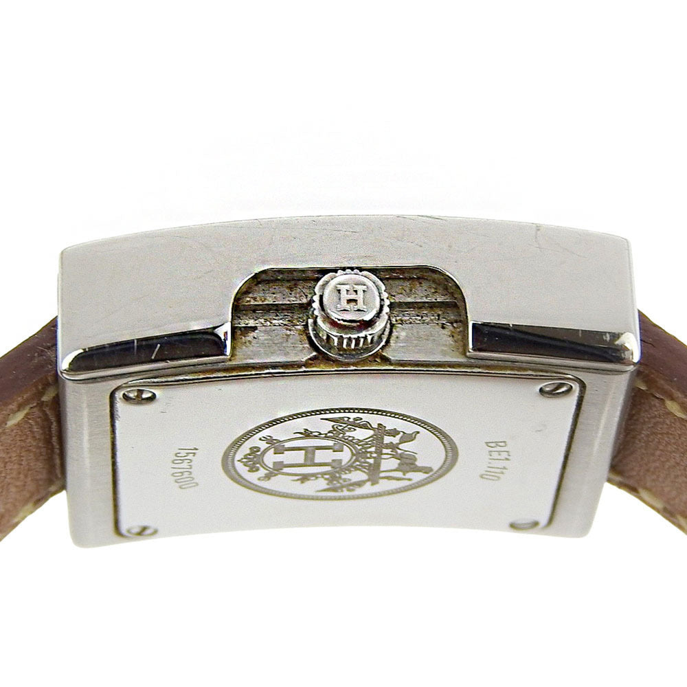 Hermès BE1.110 Women's Stainless Steel and Leather Strap Watch, 2002, Quartz Movement, Analog Display, White Dial — Good