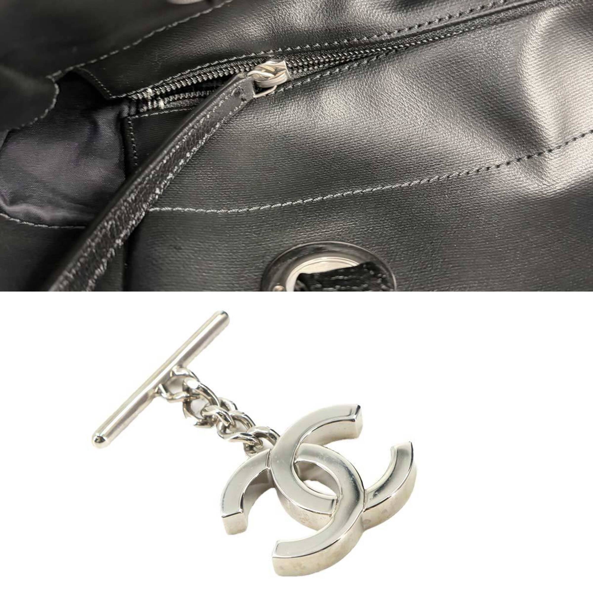 Chanel Paris Biarritz PM Tote Handbag, Nylon and Leather, Black, A34208, Silver Hardware — Like New