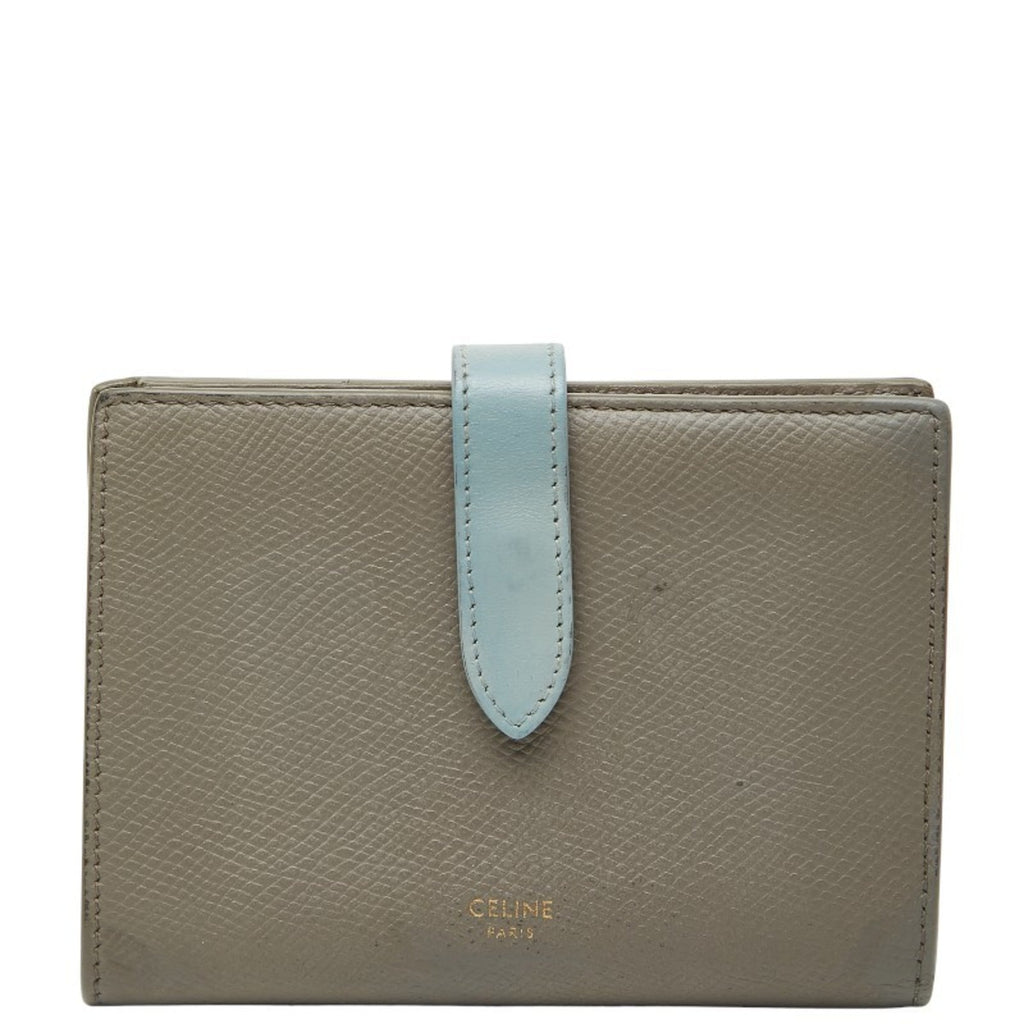 Celine Medium Strap Wallet, Bifold Beige, Blue Leather, Women's, CELINE