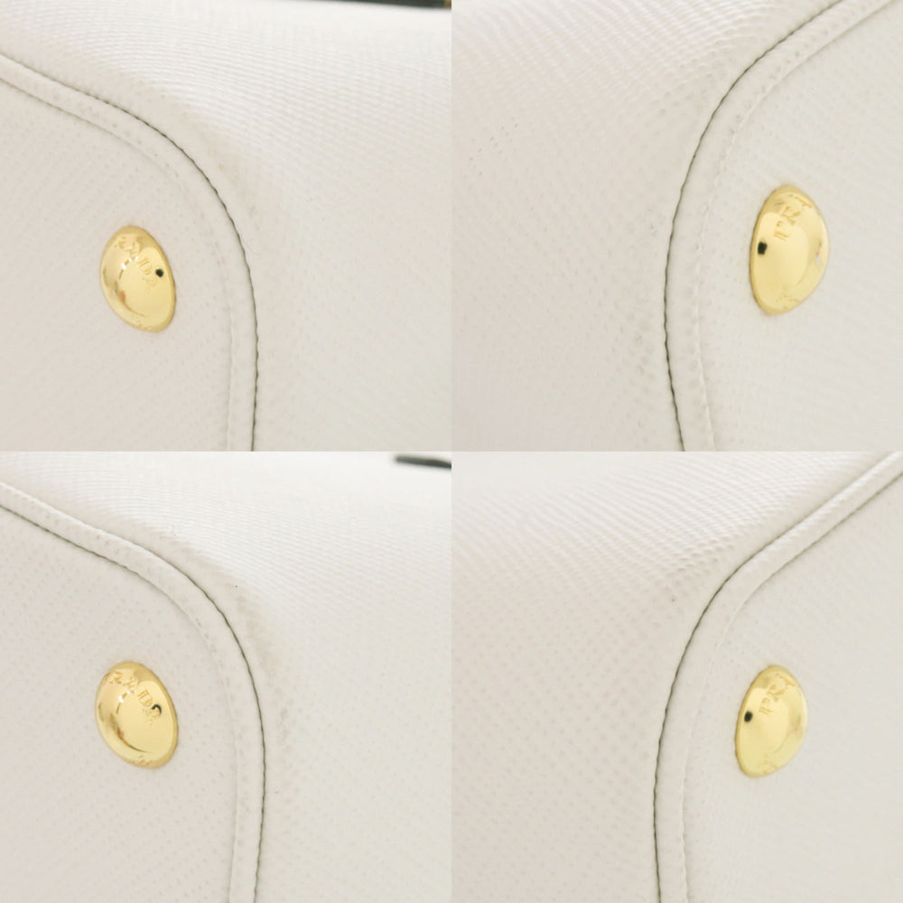 Prada 2-Way Saffiano Triangle 1BG775 Leather Ivory Handbag 0936PRADA — Like New
