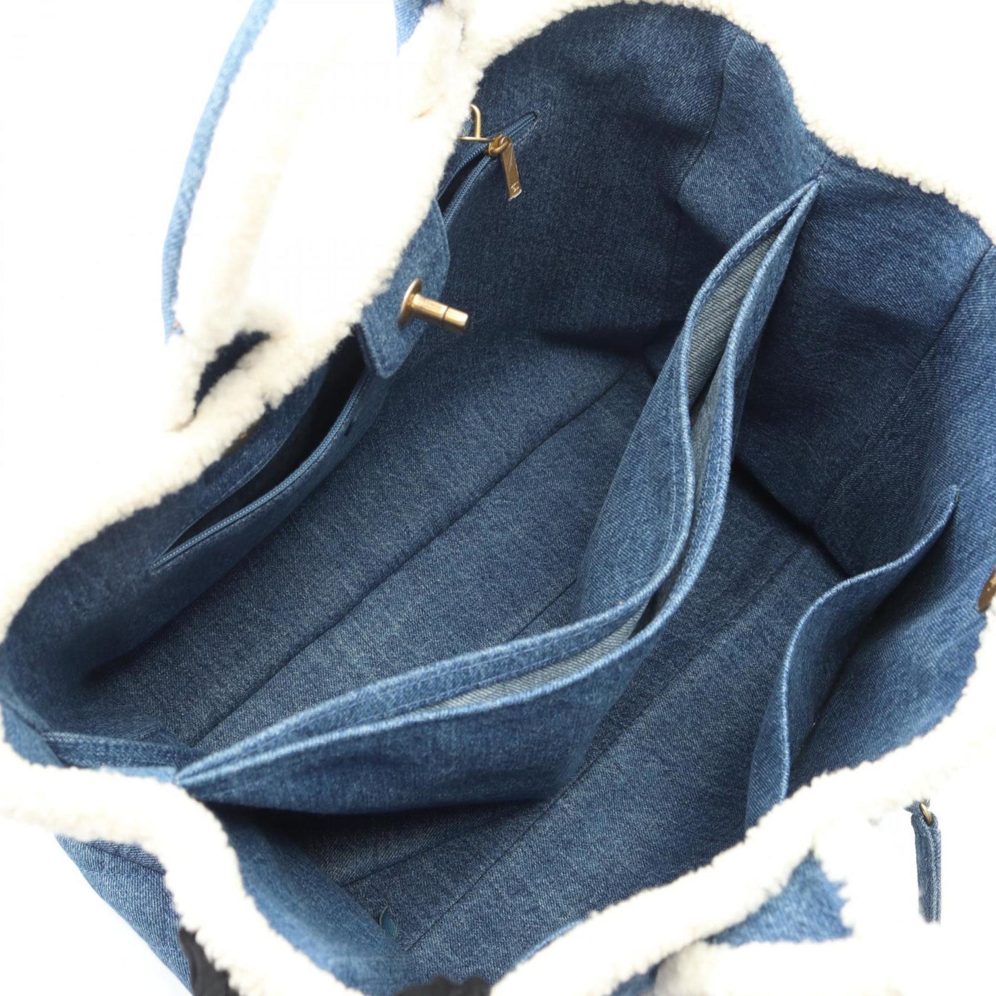 CHANEL Large Shopping Bag, Tote Denim and Mouton, Women's, Blue White, AS0759