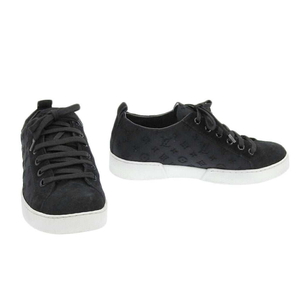 Louis Vuitton Stellar Line Shoes Monogram Embossed Sneakers Approx. 22cm Suede Black
