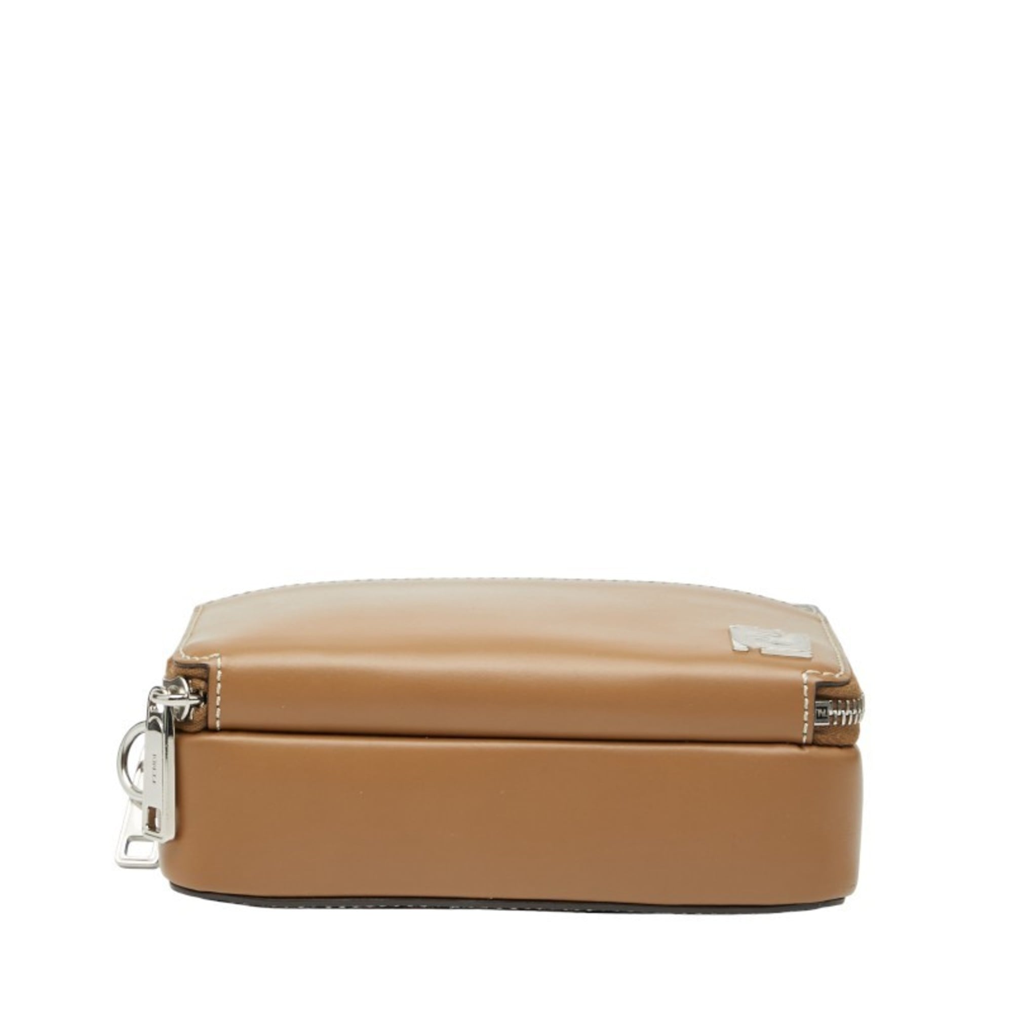 Fendi FF Organizer Camera Case Crossbody Shoulder Bag 7M0357 Brown/Black Leather Women's FENDI