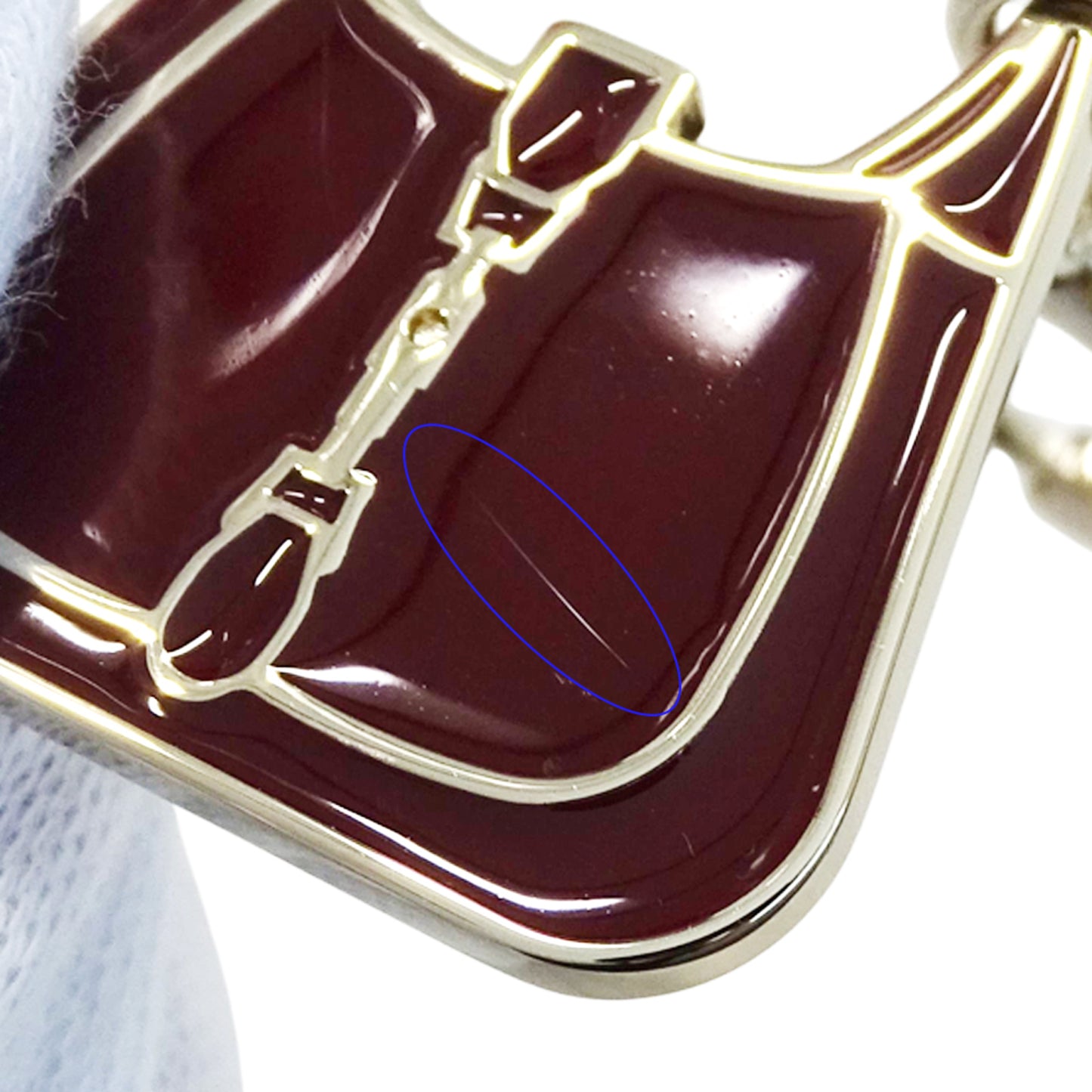 Gucci Jackie Metal Bag Charm for Women, Bordeaux 837066, Champagne Gold Mini