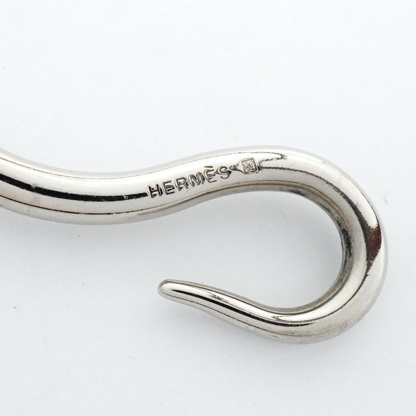 Hermes Jumbo Hook Bracelet, Metal, Leather, Silver, Brown, Women's