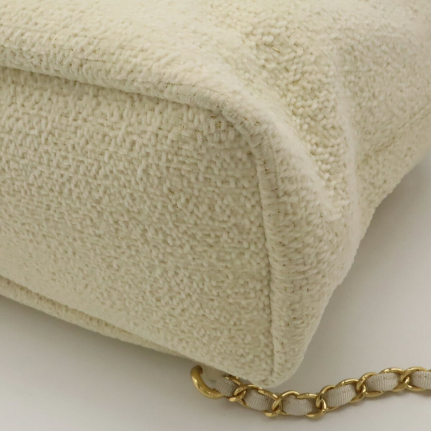 CHANEL Deauville Line Rucksack Shoulder Bag Chain Velour Light Beige A93787