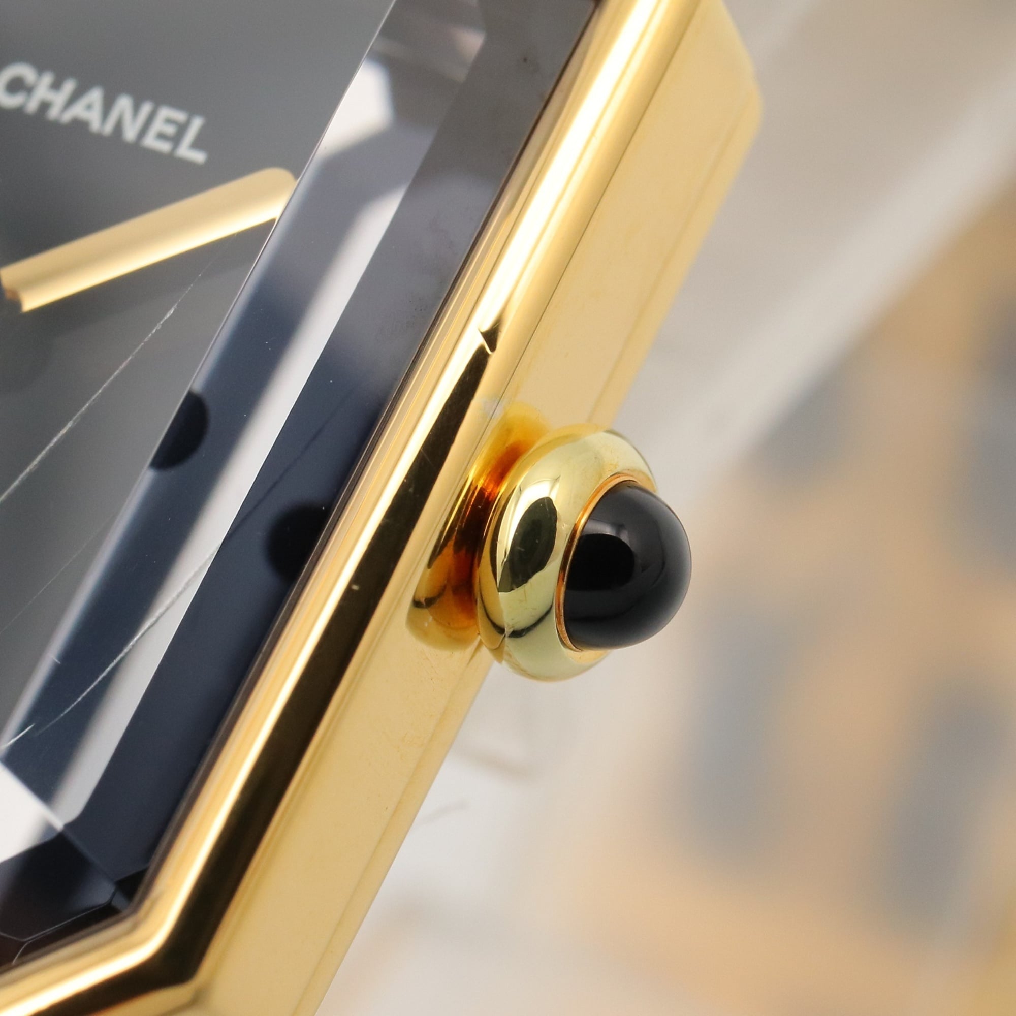 Chanel CHANEL Première M Watch, Gold Plated Leather, Women's, Black, H0001 — Very Good