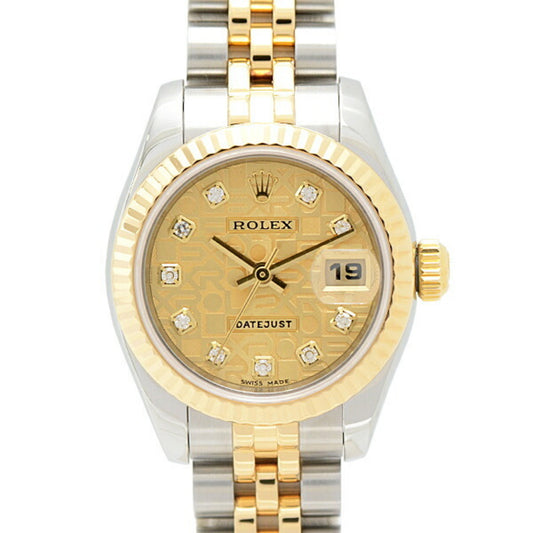 Rolex Watch Ladies Datejust 10P Diamond Automatic Y Series Computer Gold Dial SS x YG ROLEX 179143G