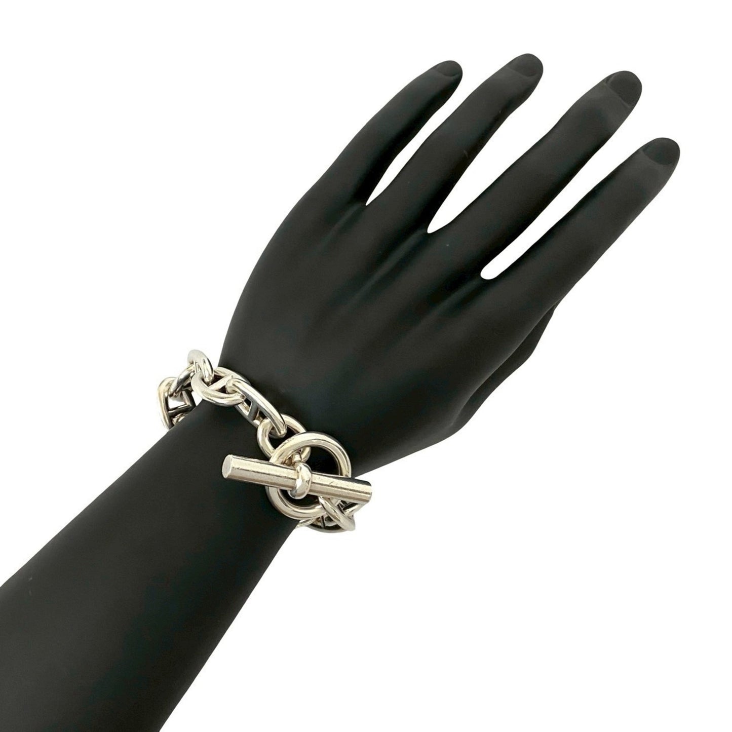 HERMES Chaine d'Ancre TGM 12-link Sterling Silver Chain Bracelet 66572