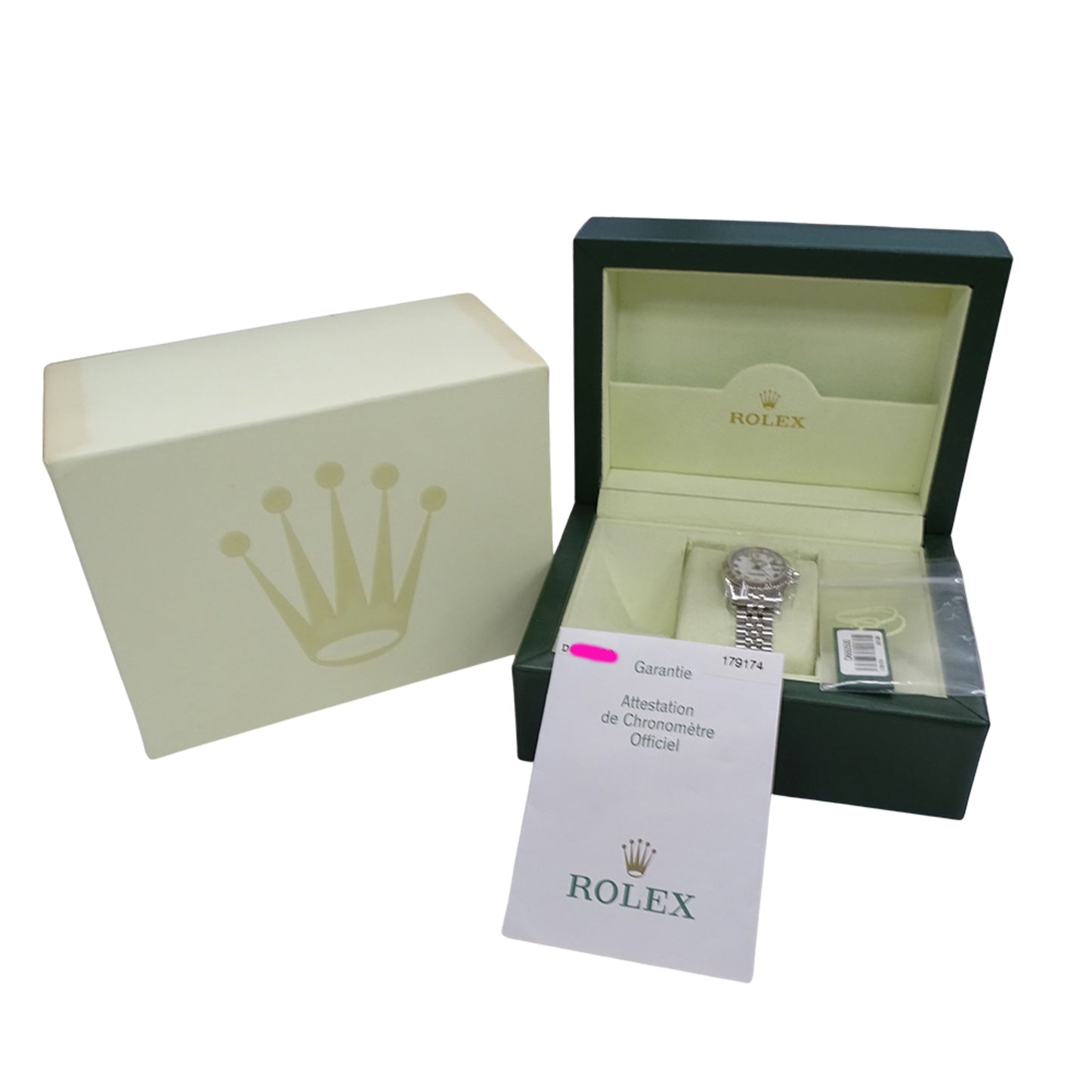 Rolex Datejust 179174, D-serial, Women's Automatic Watch, Stainless Steel, White Gold, Silver, White, Overhauled and Polished