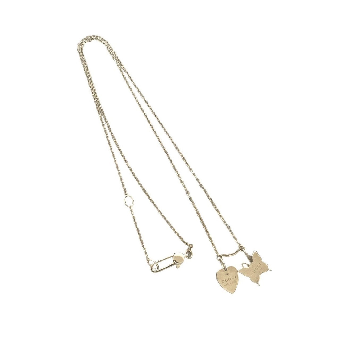 GUCCI Heart and Butterfly Motif Silver 925 Necklace Pendant Choker 40255