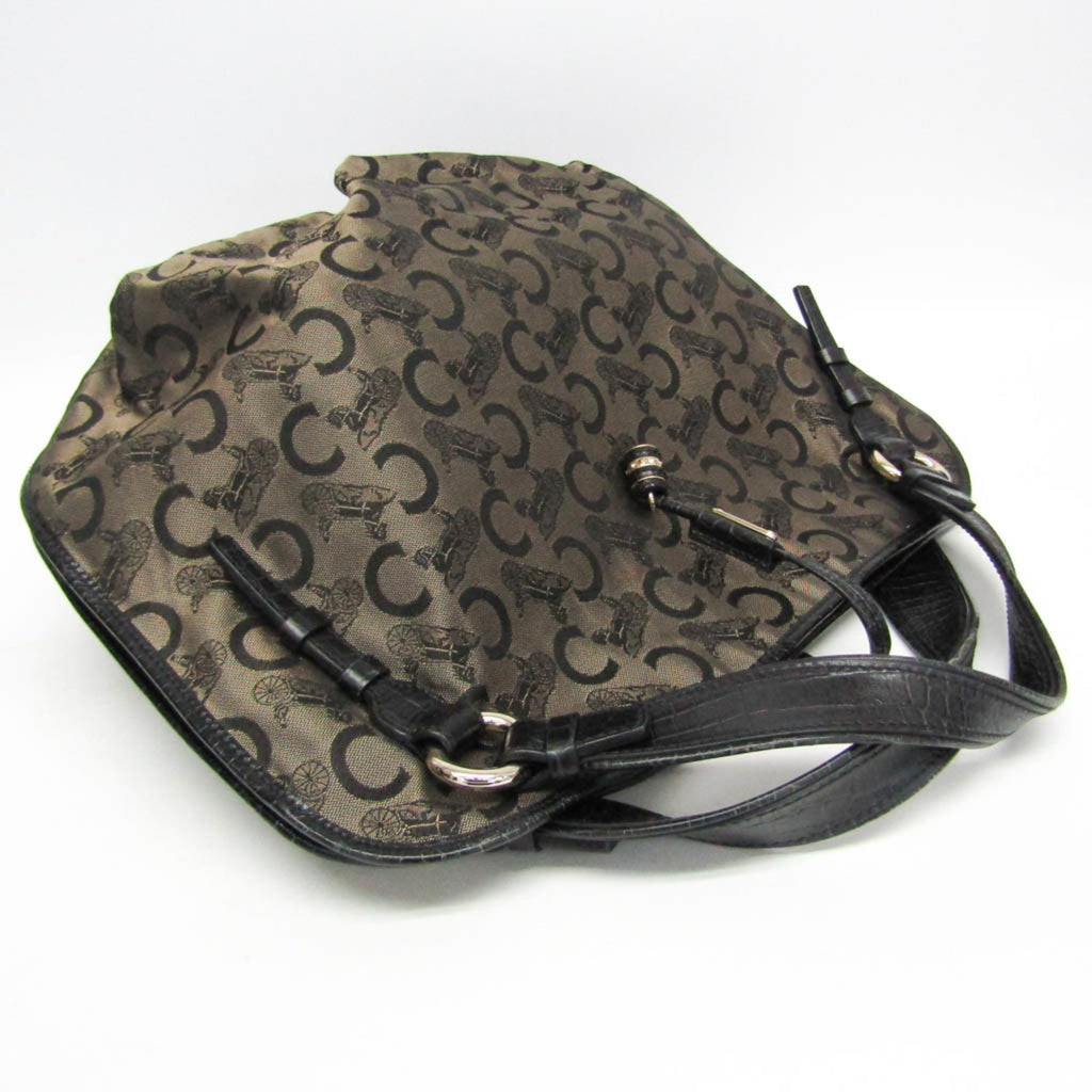 Celine Bittersweet C Macadam Carriage Pattern Women's Canvas,Leather Handbag,Tote Bag Beige,Black