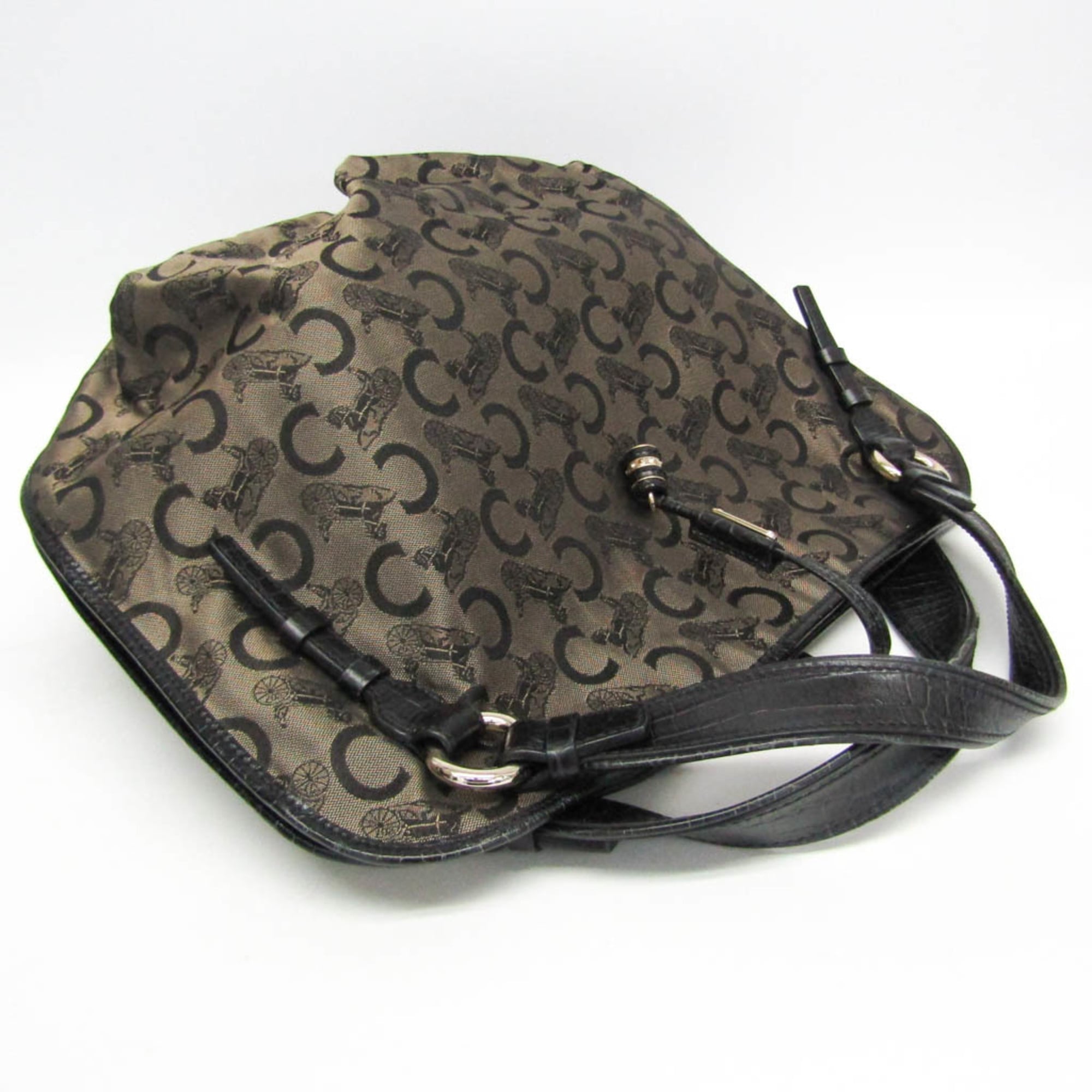 Celine Bittersweet C Macadam Carriage Pattern Women's Canvas,Leather Handbag,Tote Bag Beige,Black