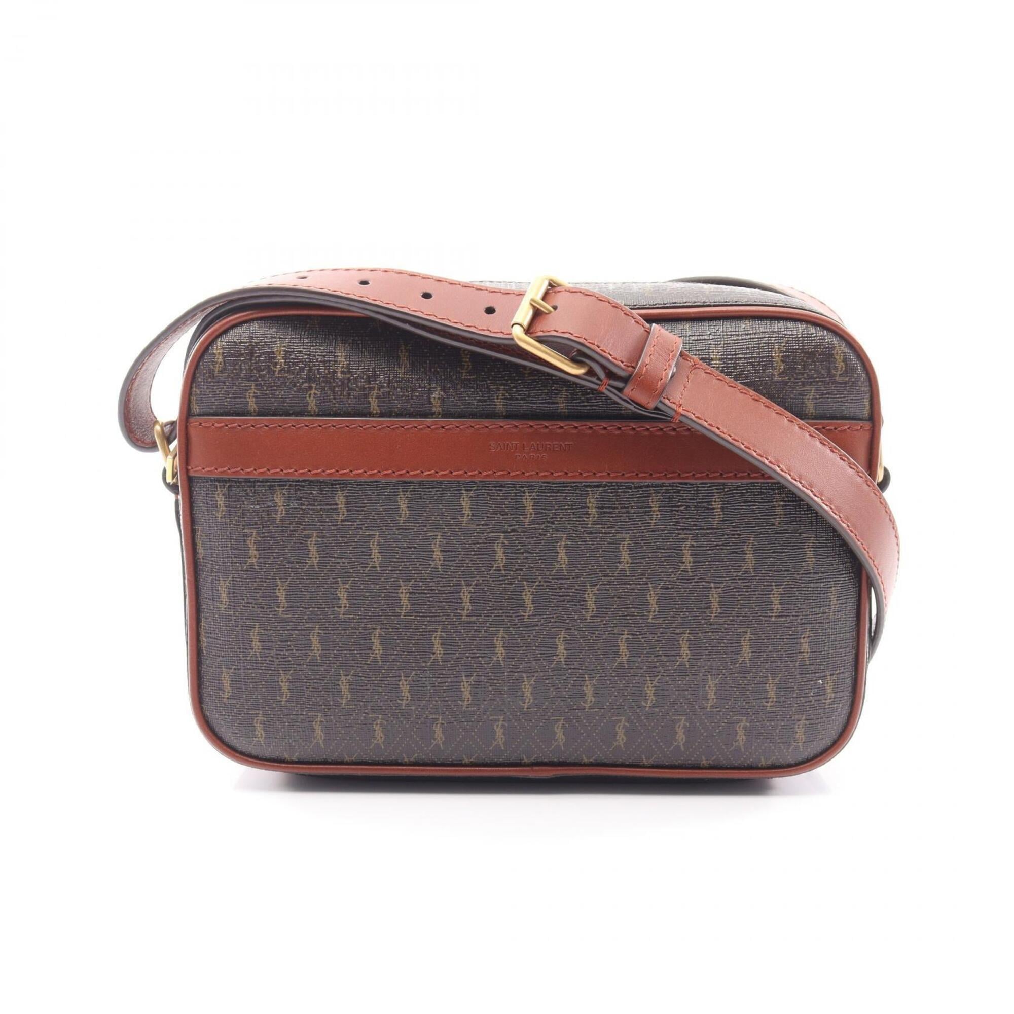 Yves Saint Laurent Saint Laurent Paris Monogram Camera Bag, Shoulder Handbag, Coated Canvas, Leather, Women's, Brown, 669957 — New - Store Return