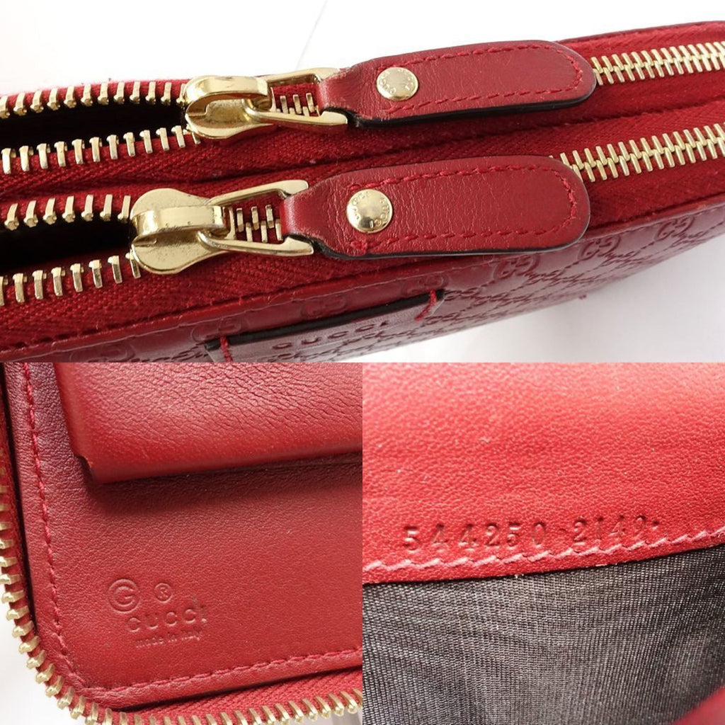 GUCCI Micro Guccissima Travel Case 544250, Organizer Multi-Case, Leather, Red, Women's, 181879