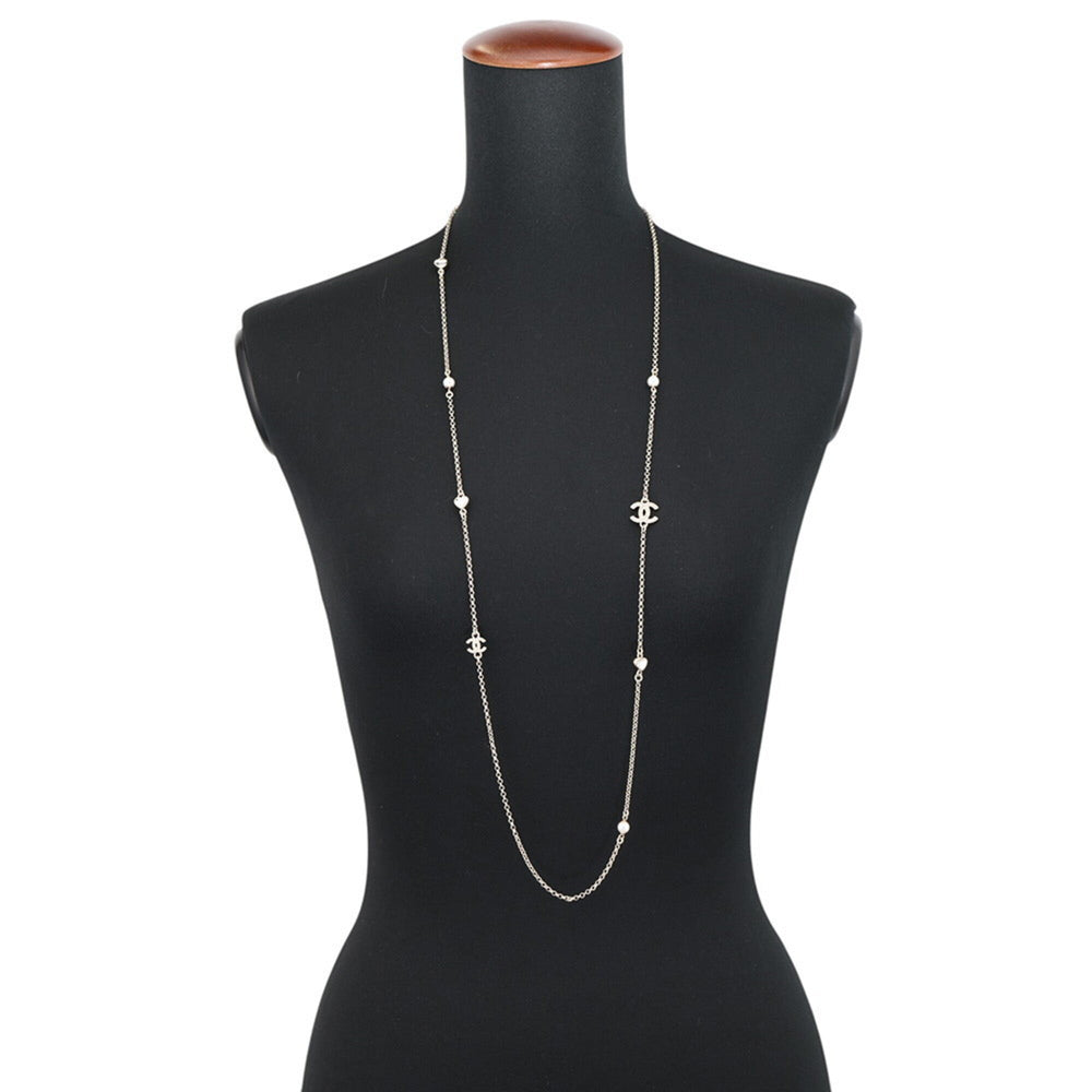 Chanel necklace, Coco Mark, faux pearl, CHANEL long Chanel, NECKLACE — Like New