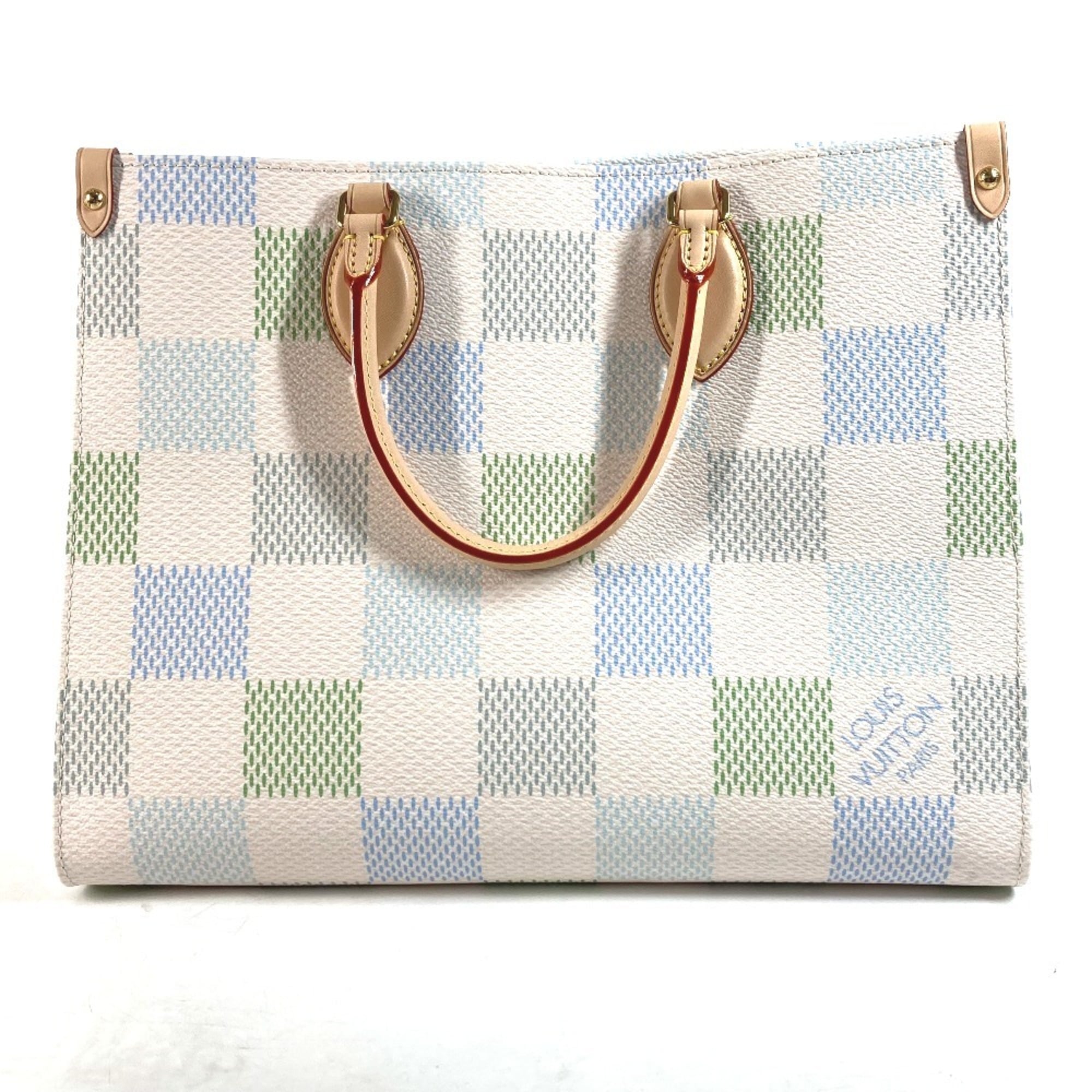 LOUIS VUITTON N40518 Pastel Damier On the Go MM Tote Bag Shoulder Handbag Canvas Women's Pistachio White OT-240704-3 — New - Store Return
