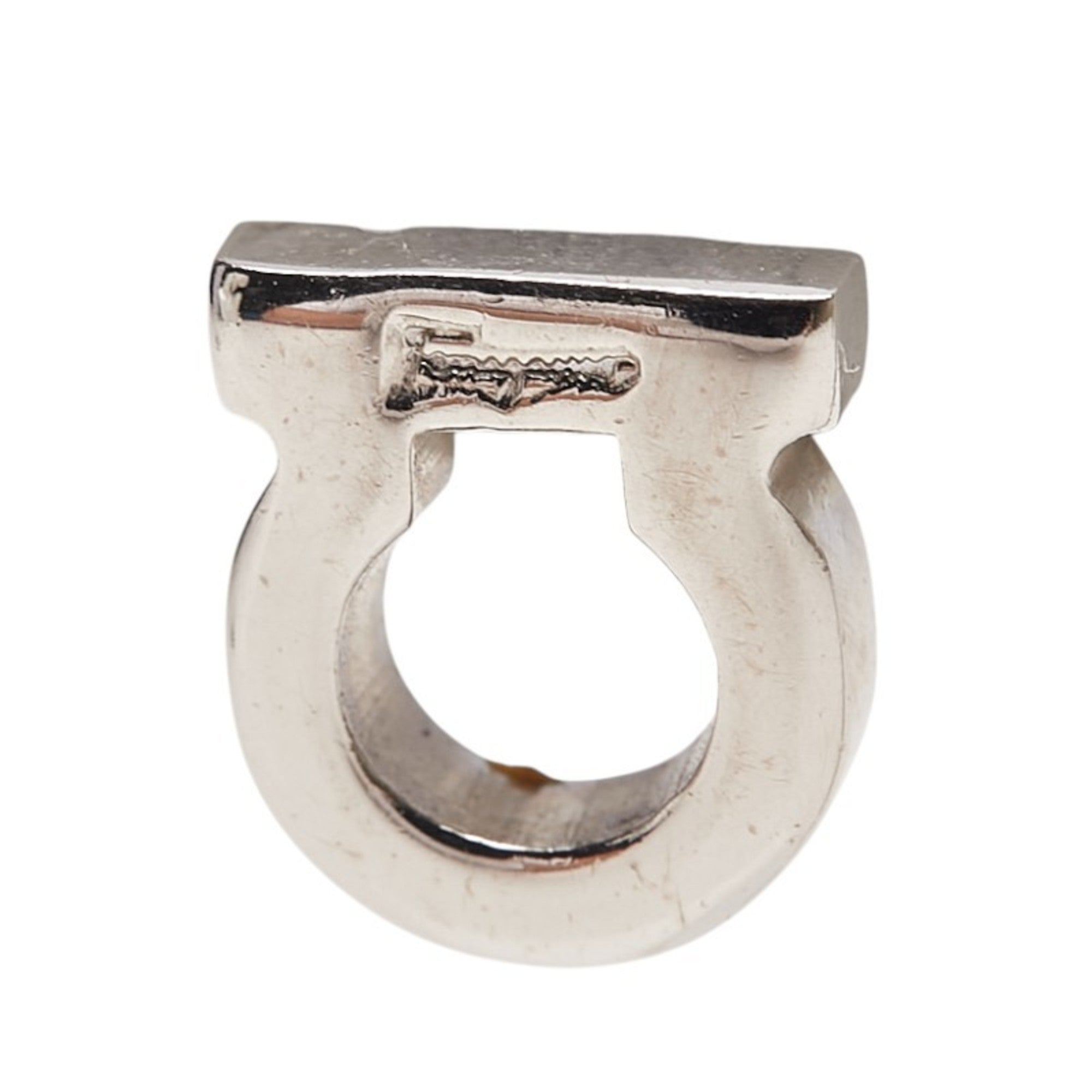 Salvatore Ferragamo Gancini stud earrings in silver metal for women.