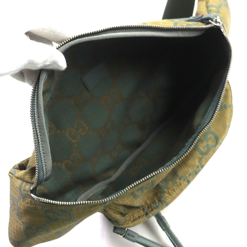 GUCCI 792287 GG Ripstop Belt Bag, Body Leather Waist Khaki, Includes Dust Made in Italy, Men's — Like New