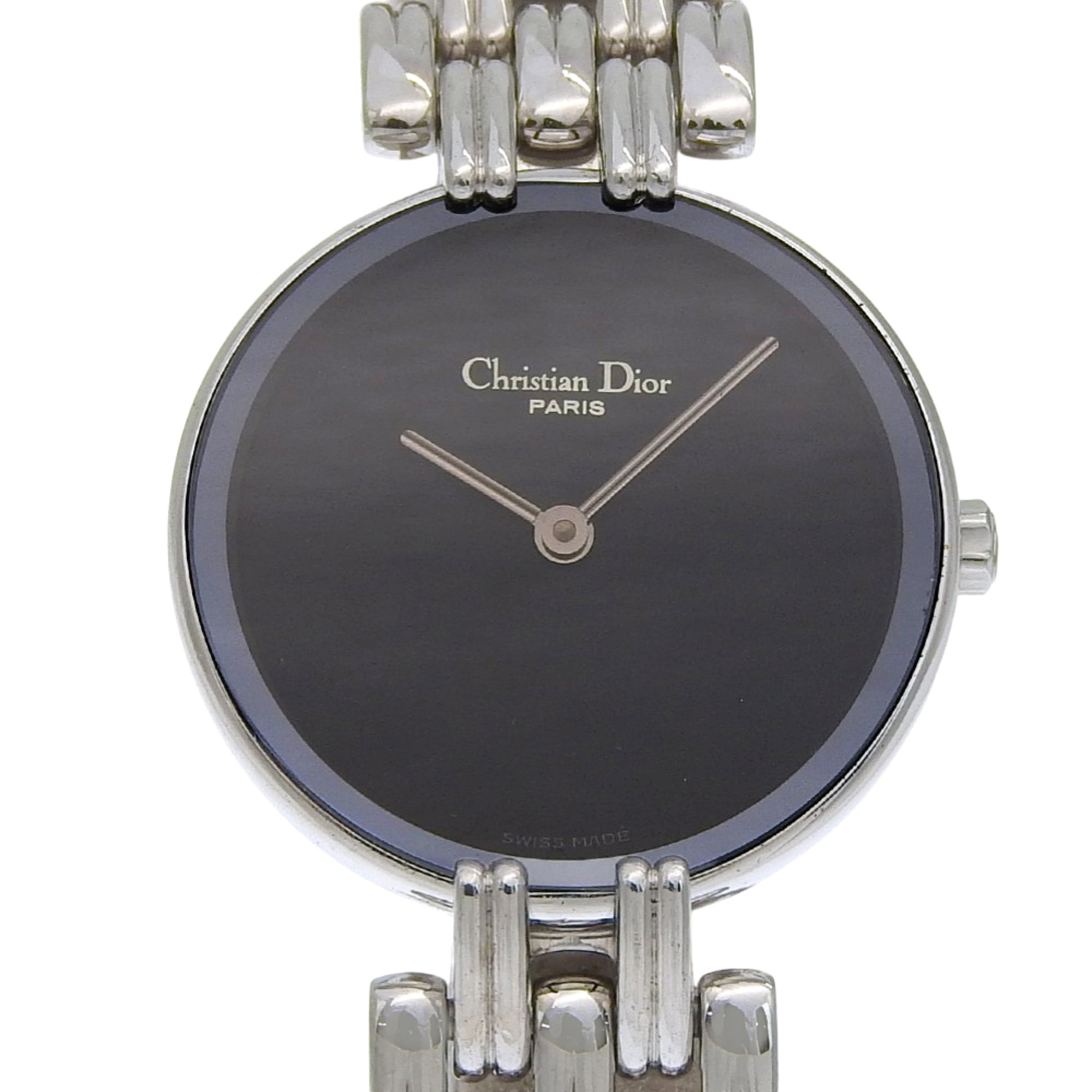 Christian Dior Bakira Watch D44-120 Stainless Steel Silver Quartz Analog Black Dial Women's — Very Good