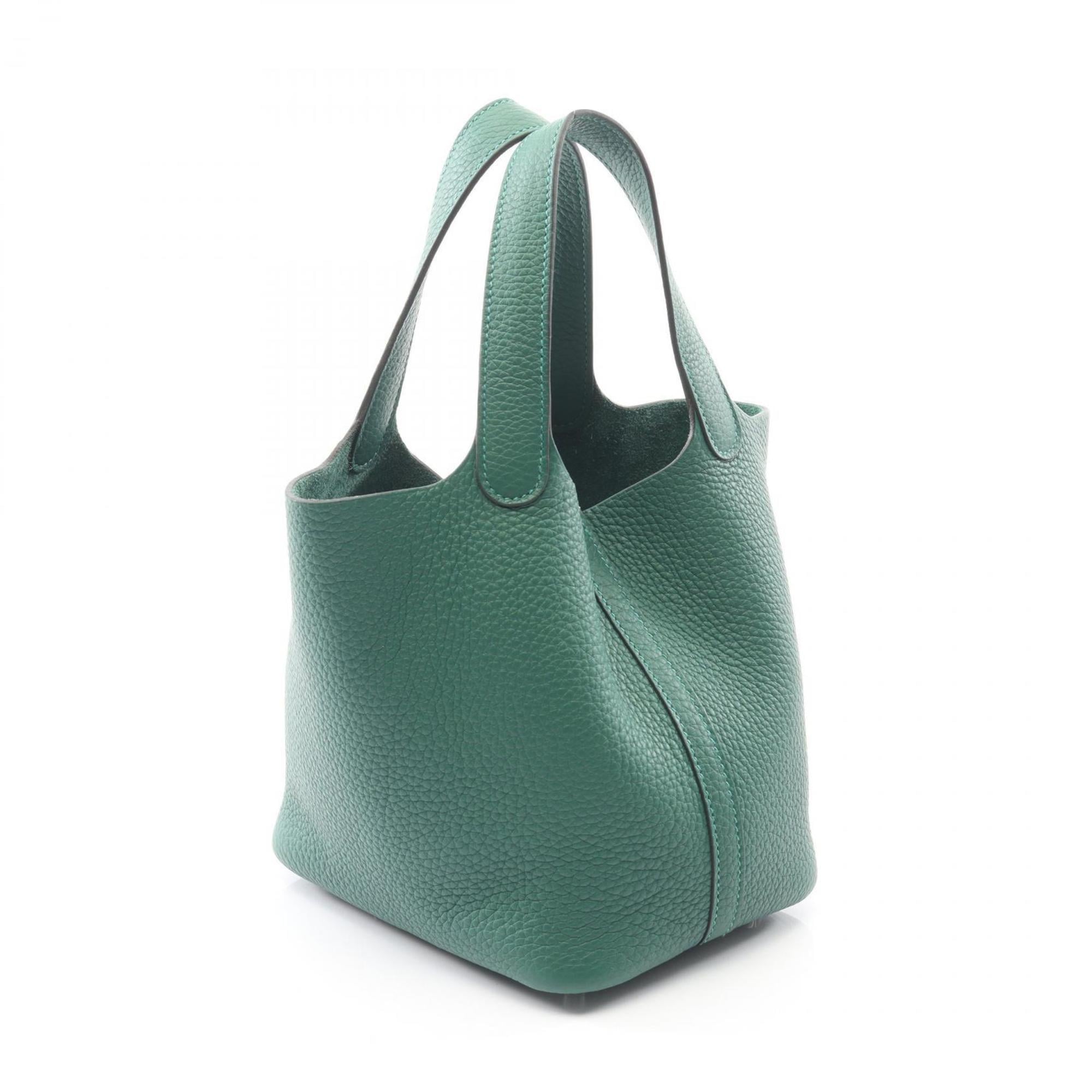 Hermes Hermès Picotin Lock PM handbag in Taurillon Clemence leather, green for women — New - Store Return