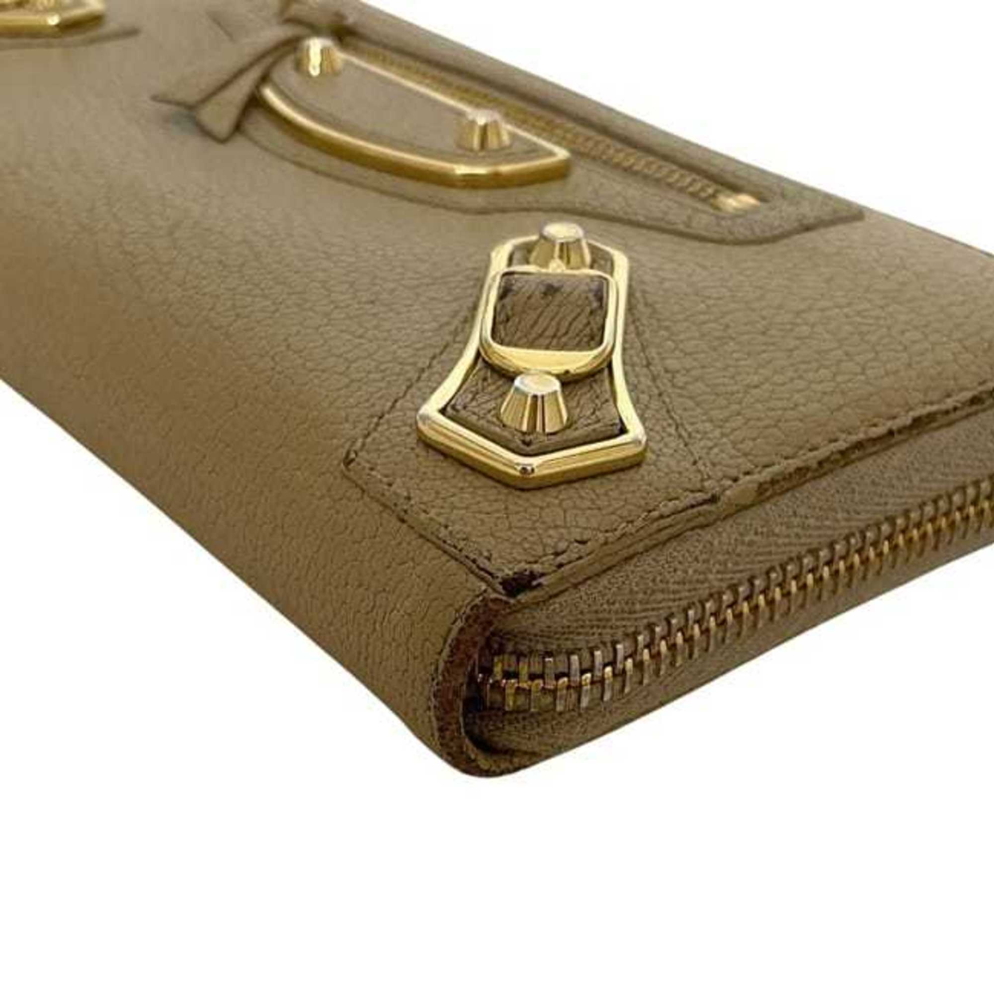 Balenciaga Round Long Wallet f-24475 Beige Classic 390187 AQ40G 9637 Leather A 568148 BALENCIAGA for Men and Women